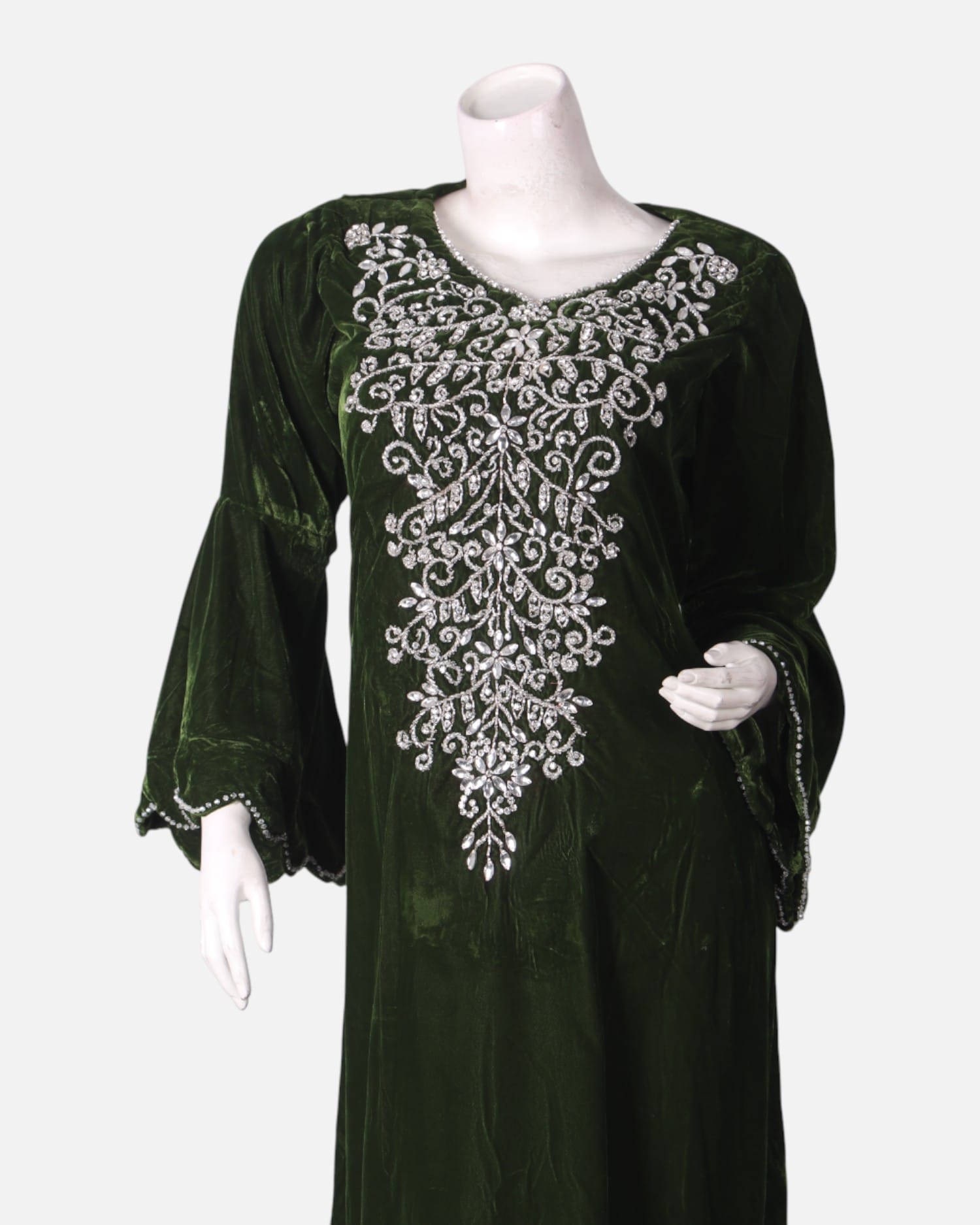 Areeb Velvet Embroidered Dress – Crystal Neck