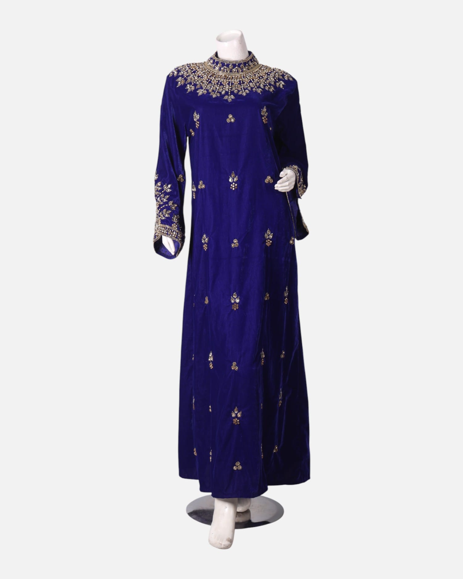 Arebic Embroidered Velvet Gown – Luxury Afghan Formal Dress for Women