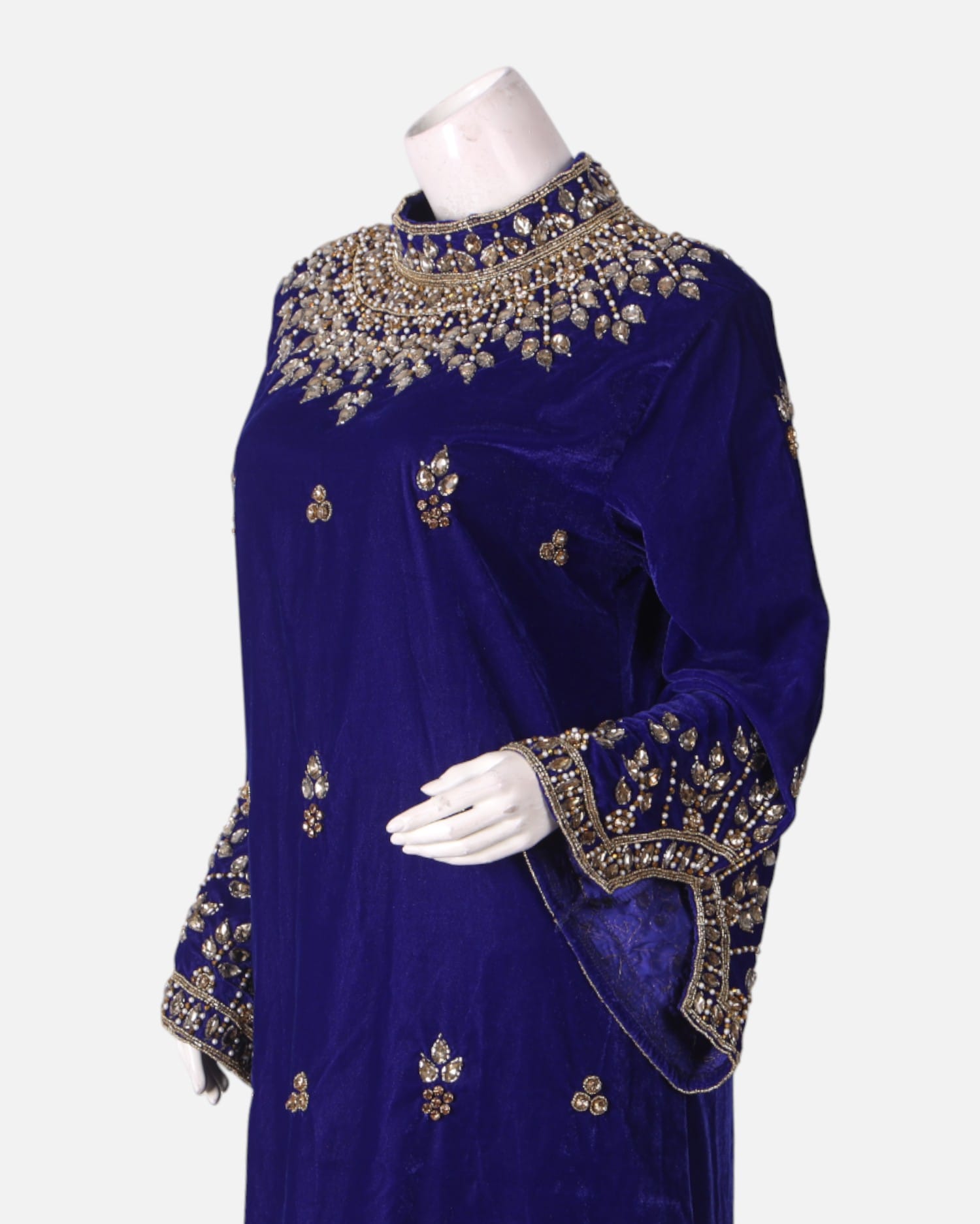 Arebic Embroidered Velvet Gown – Luxury Afghan Formal Dress for Women