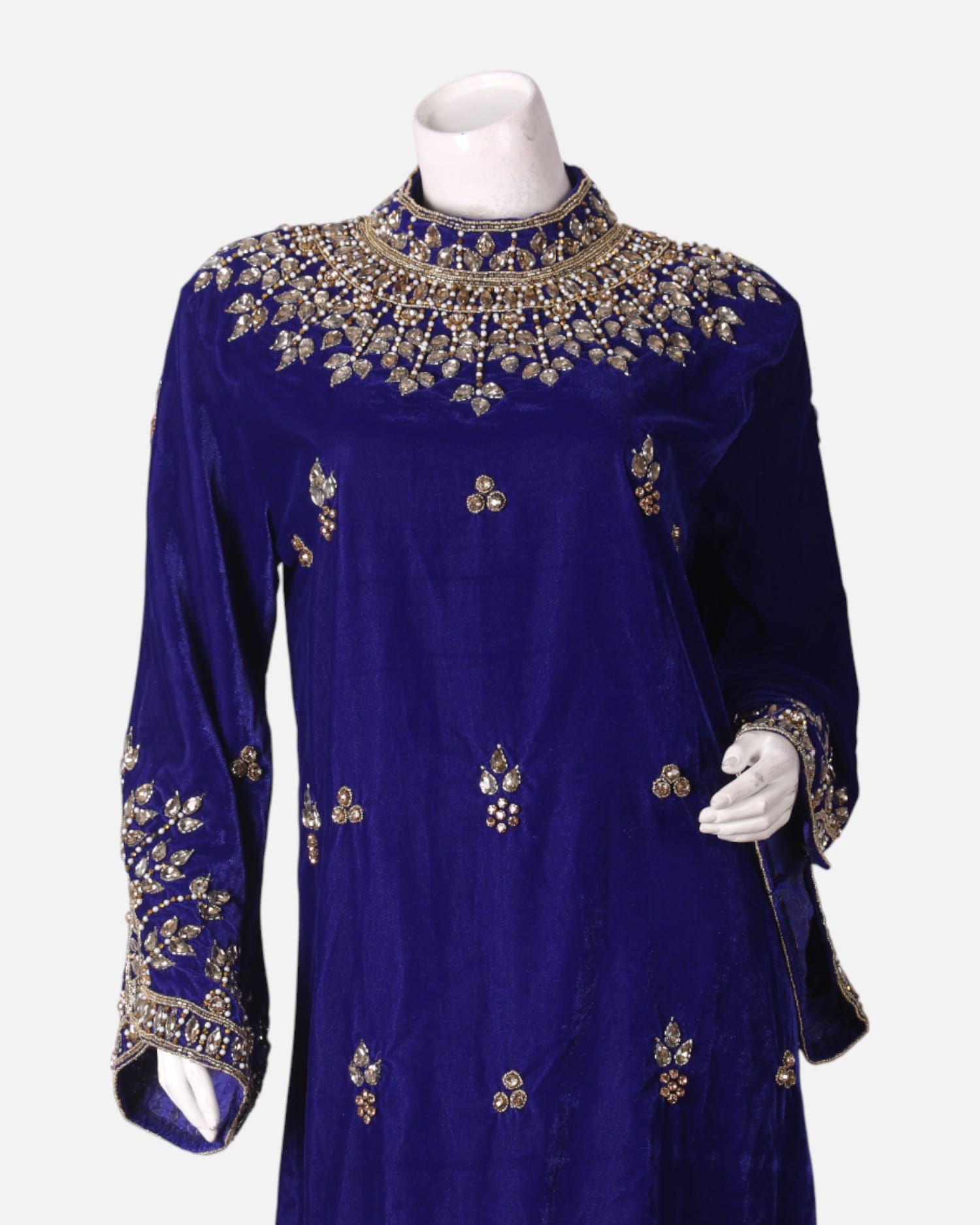 Arebic Embroidered Velvet Gown – Luxury Afghan Formal Dress for Women