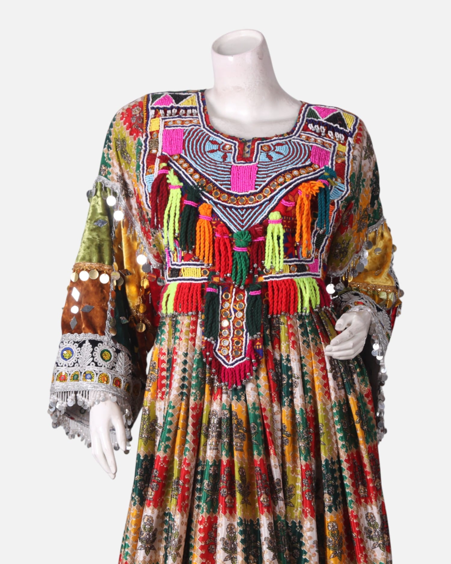 Gand Afghan Dress Multicolor Handmade Banaras & Velvet Traditional