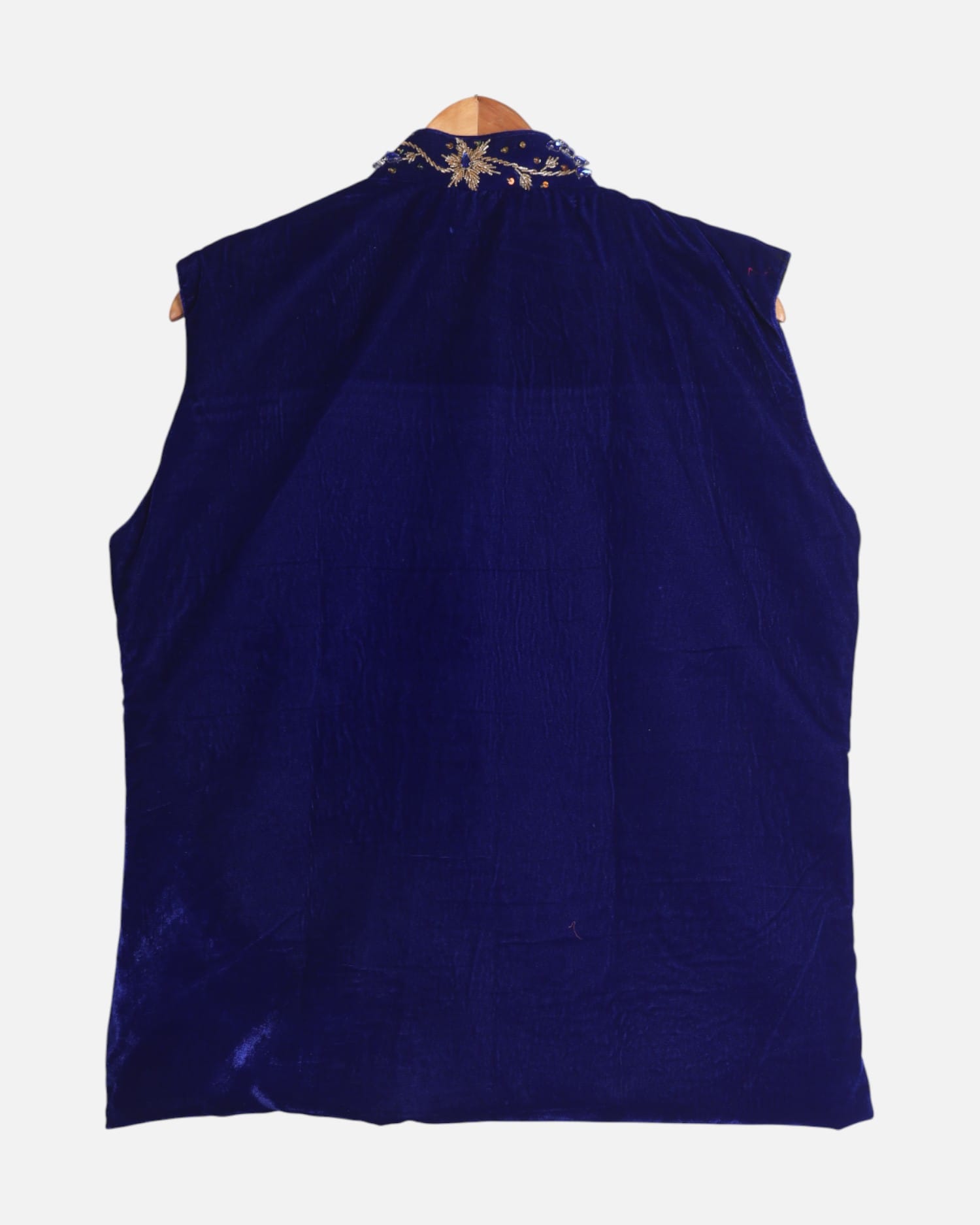Waistcoat Velvet Men’s Afghan – Handmade Blue Embroidered Traditional Vest
