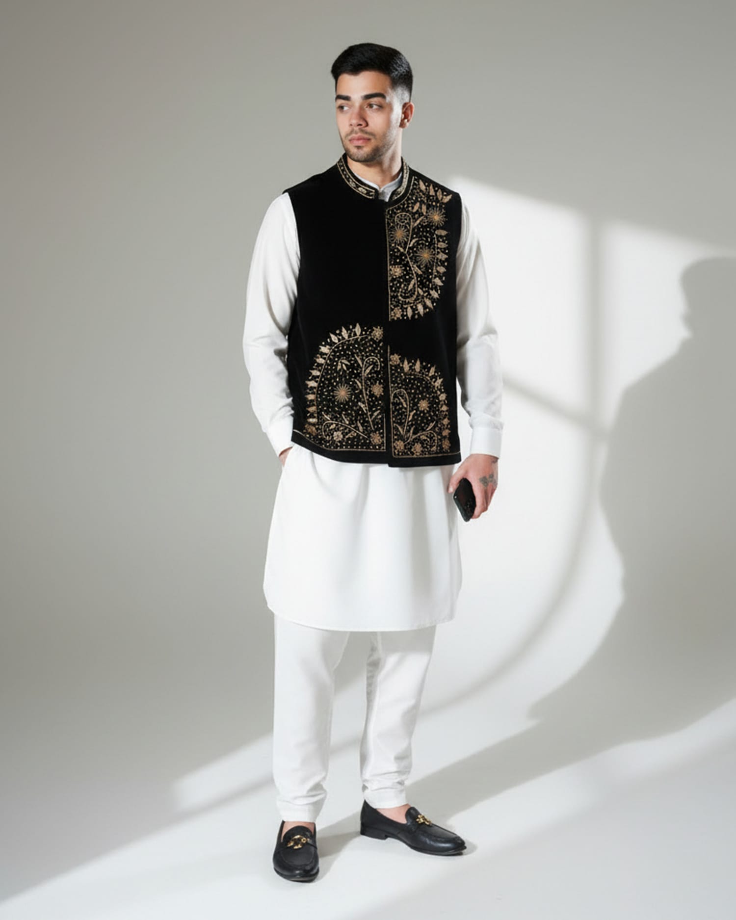 Waistcoat Velvet Embroidered Afghan Kuchi Waistcoat