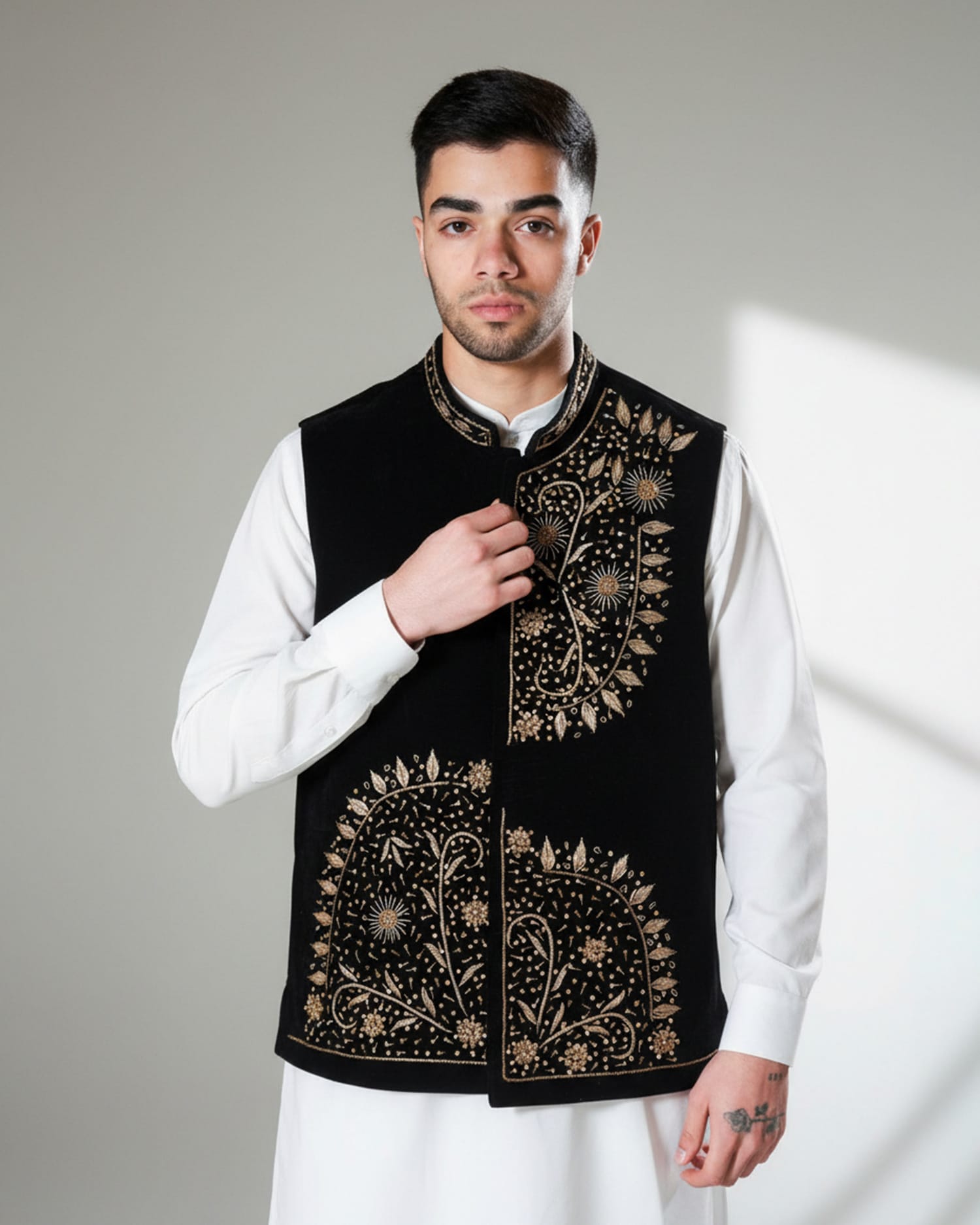 Waistcoat Velvet Embroidered Afghan Kuchi Waistcoat