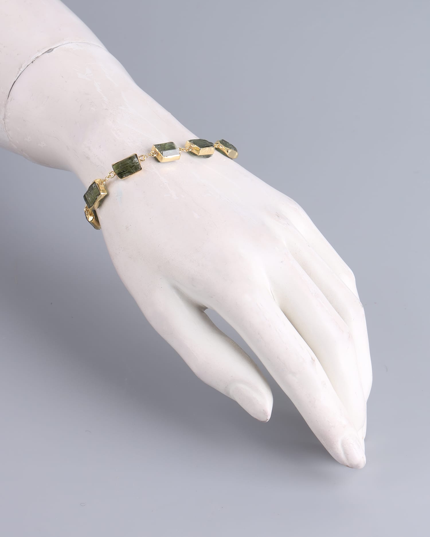 Handcrafted Peridot and Gold Washed Silver Bracelet