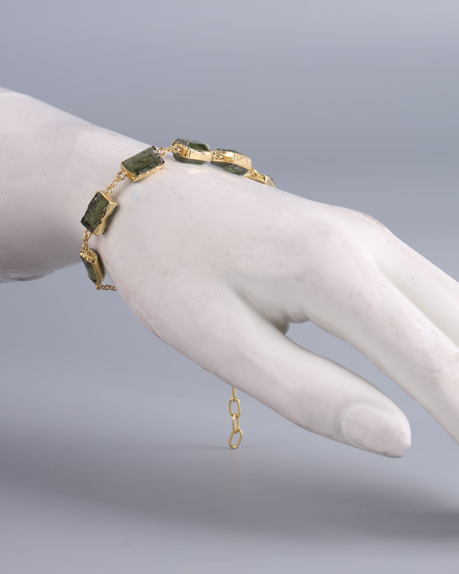 Handcrafted Peridot and Gold Washed Silver Bracelet