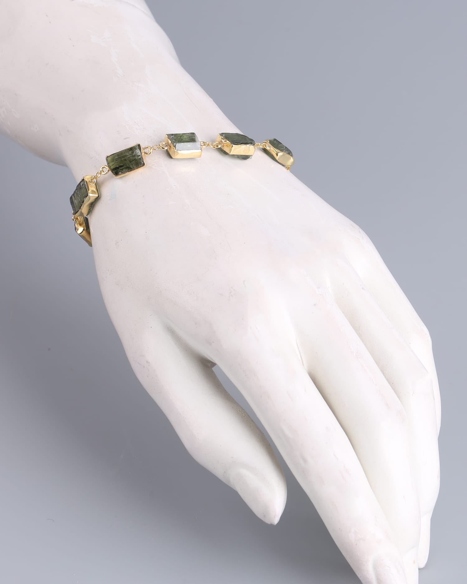 Handcrafted Peridot and Gold Washed Silver Bracelet