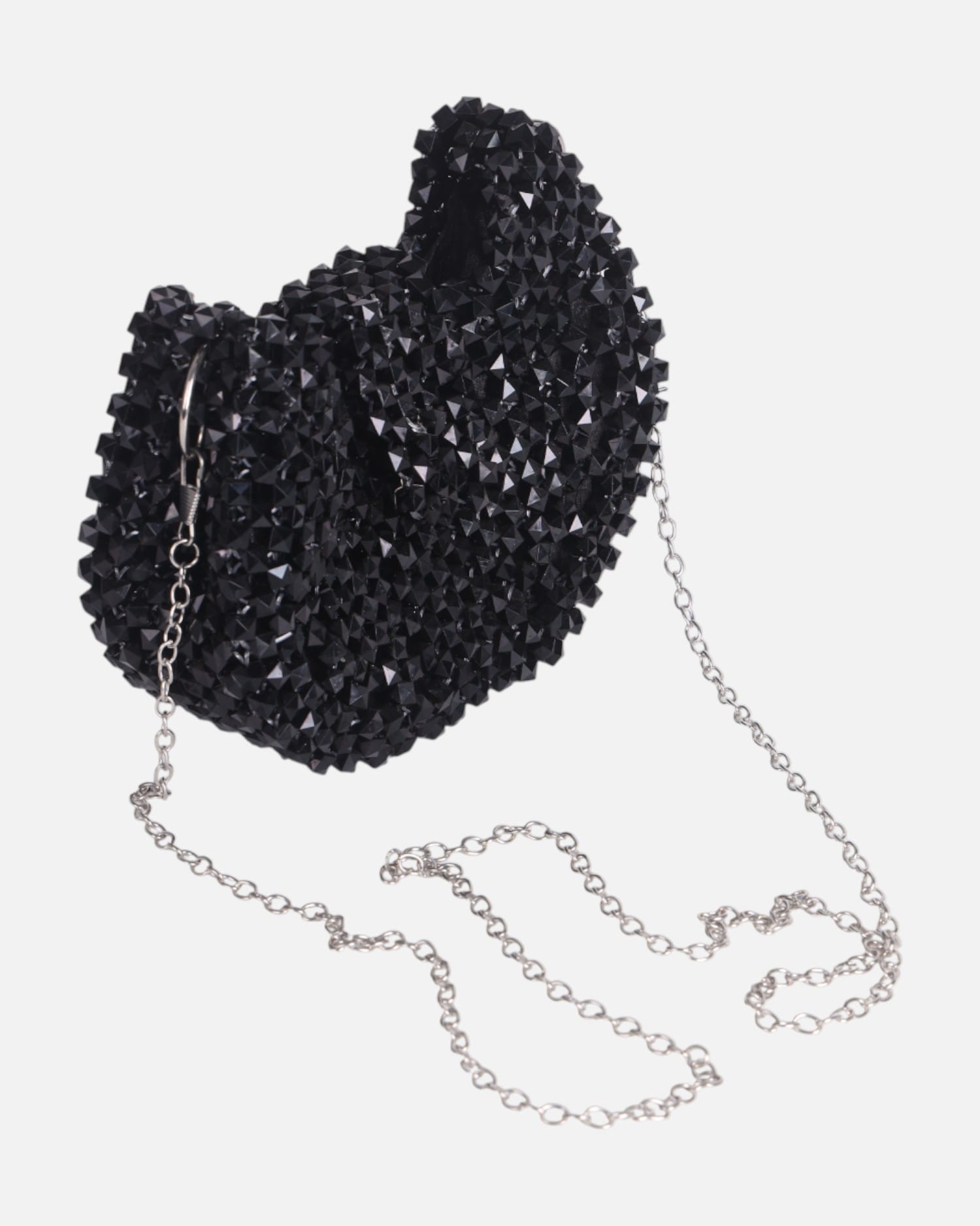 Black Crystal Beaded Clutch Bag- Handmade Evening Purse for Weddings & Events