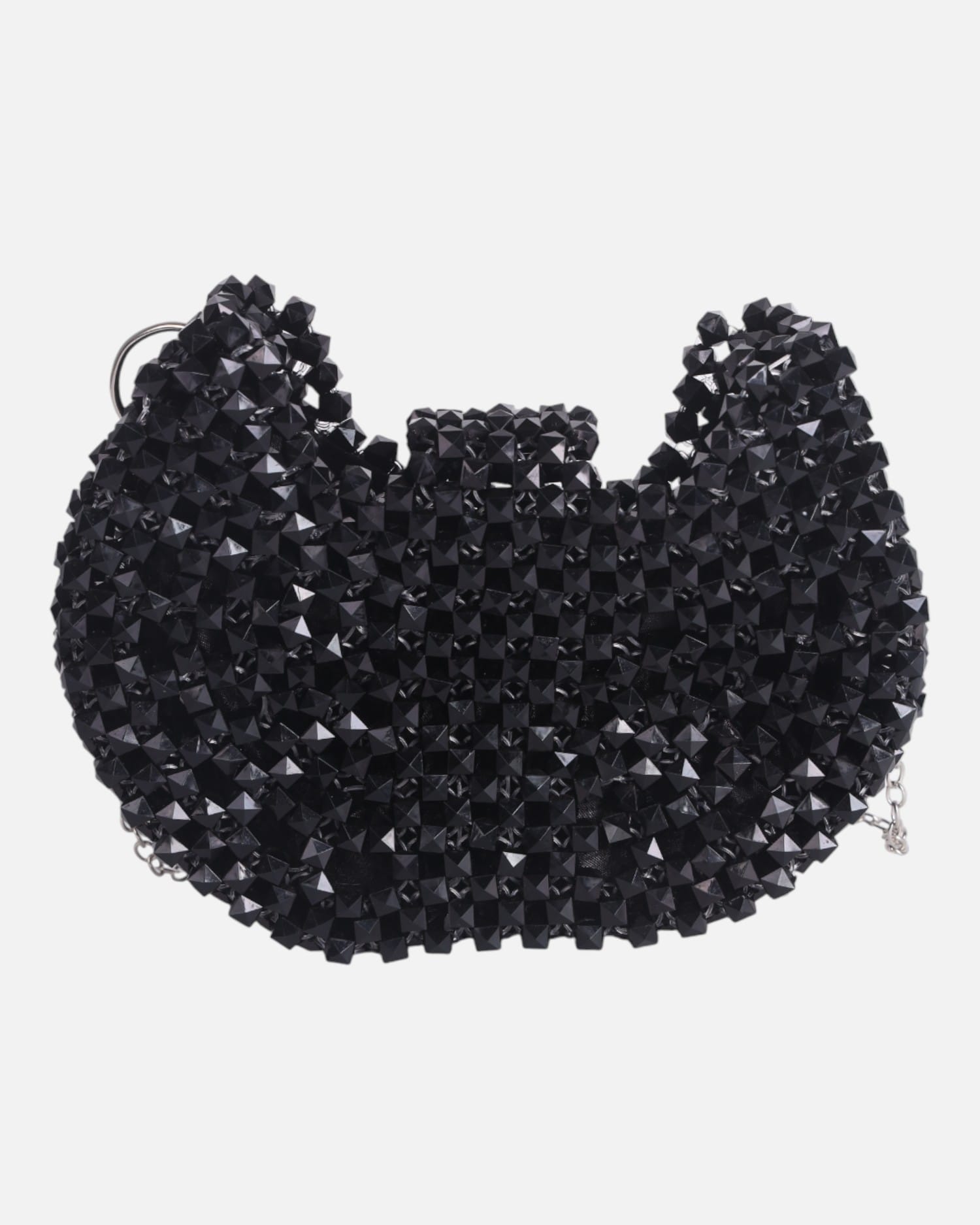 Black Crystal Beaded Clutch Bag- Handmade Evening Purse for Weddings & Events