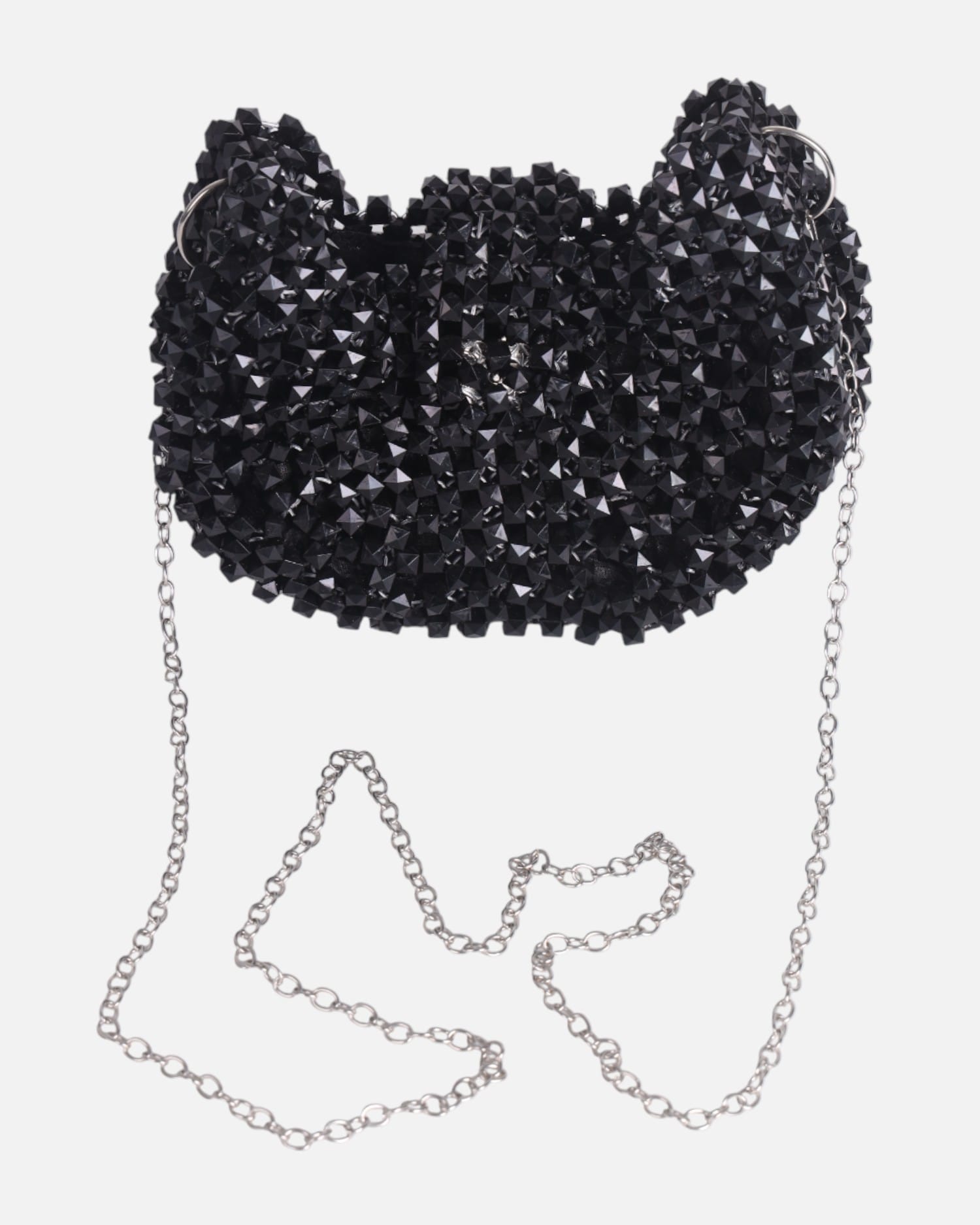 Black Crystal Beaded Clutch Bag- Handmade Evening Purse for Weddings & Events