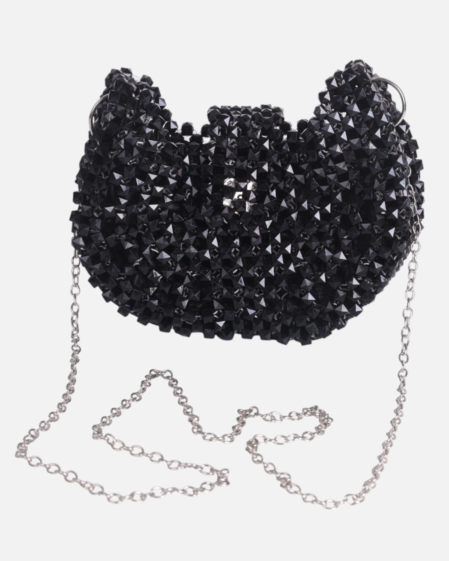 Black Crystal Beaded Clutch Bag- Handmade Evening Purse for Weddings & Events