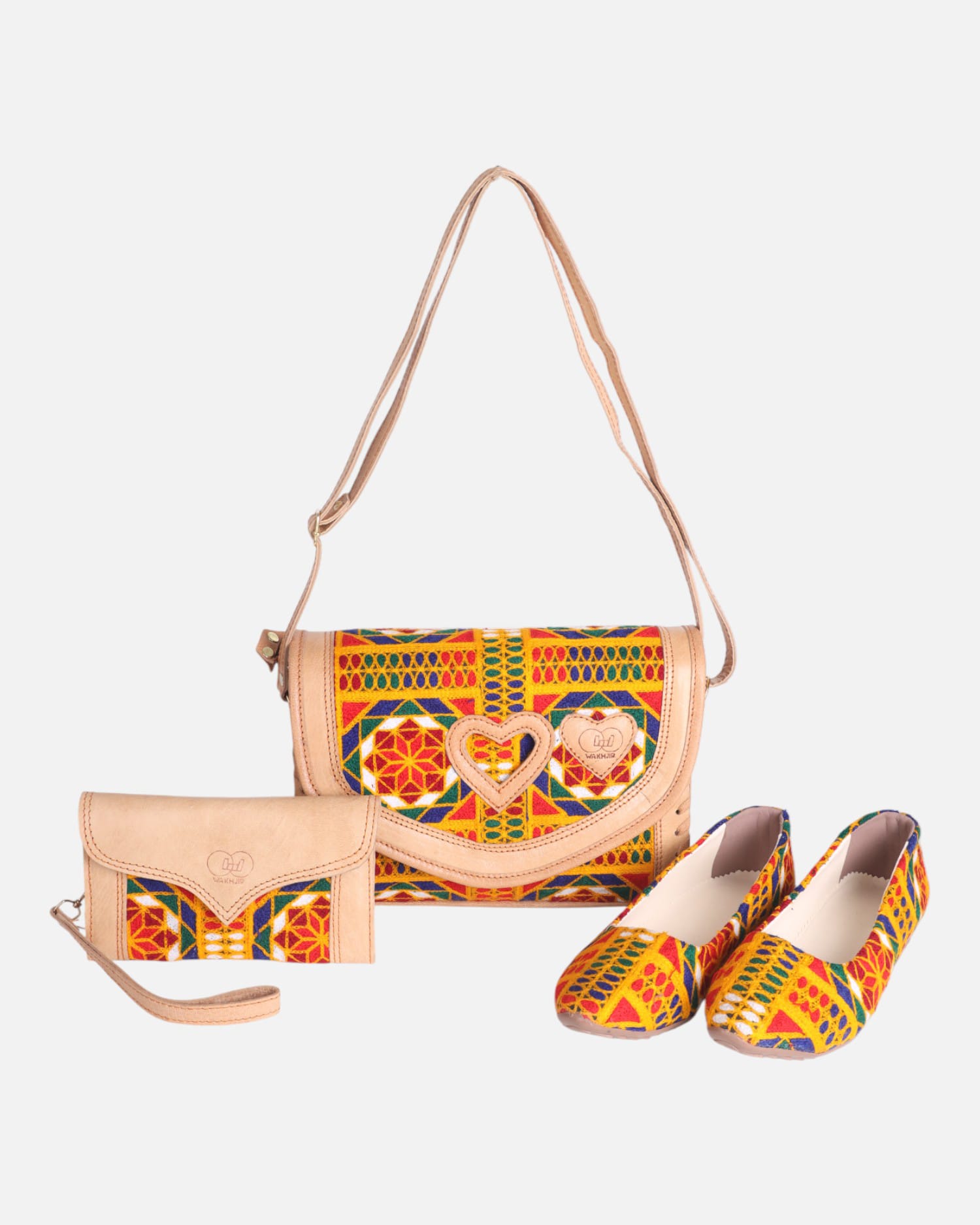 Leather Bag, Wallet & Shoes – Handmade Multicolor Set