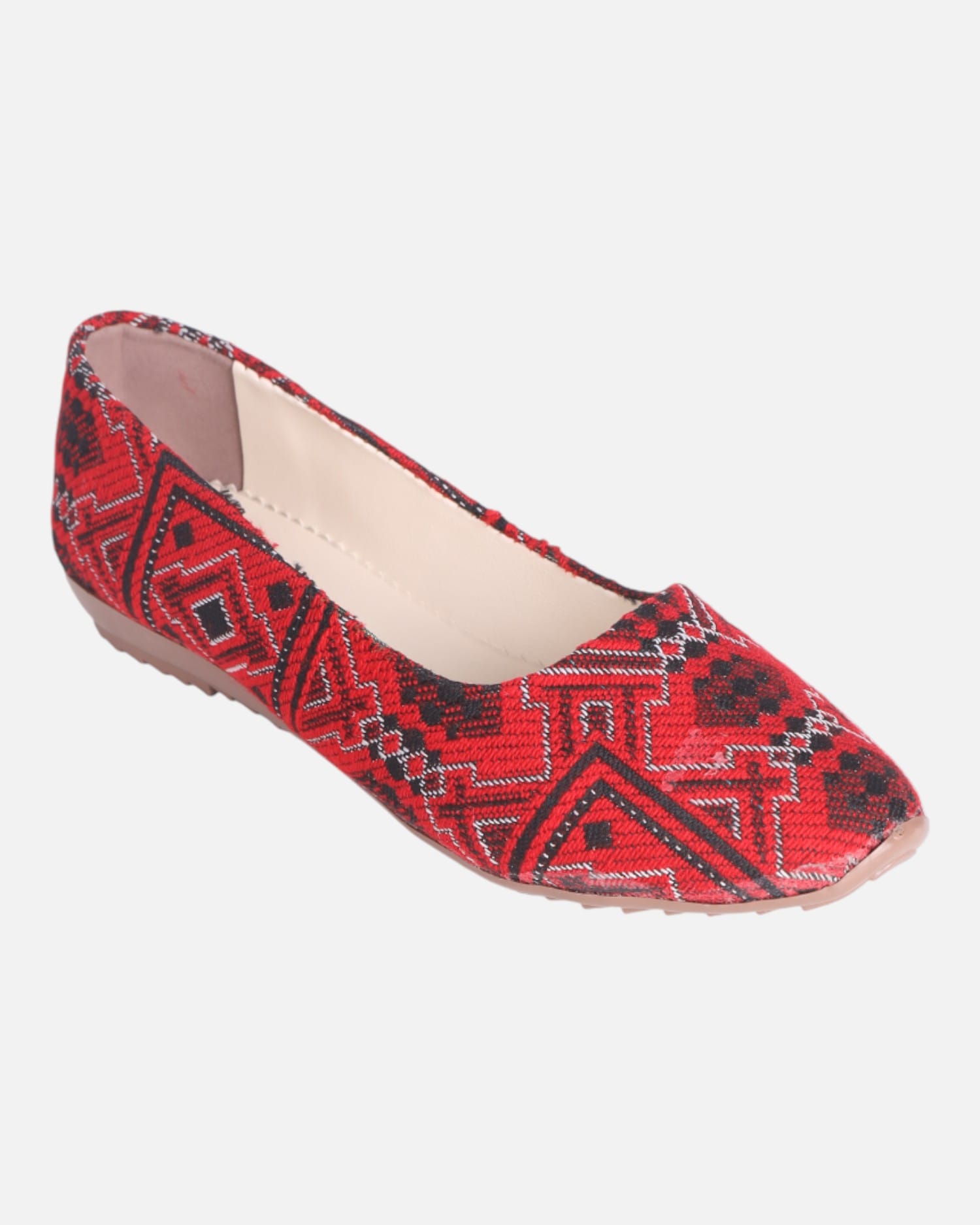 Bag & Shoes Set – Handwoven Red Fabric, Natural Goat Leather