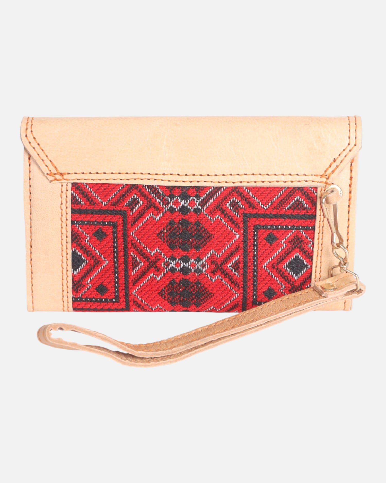 Bag & Shoes Set – Handwoven Red Fabric, Natural Goat Leather
