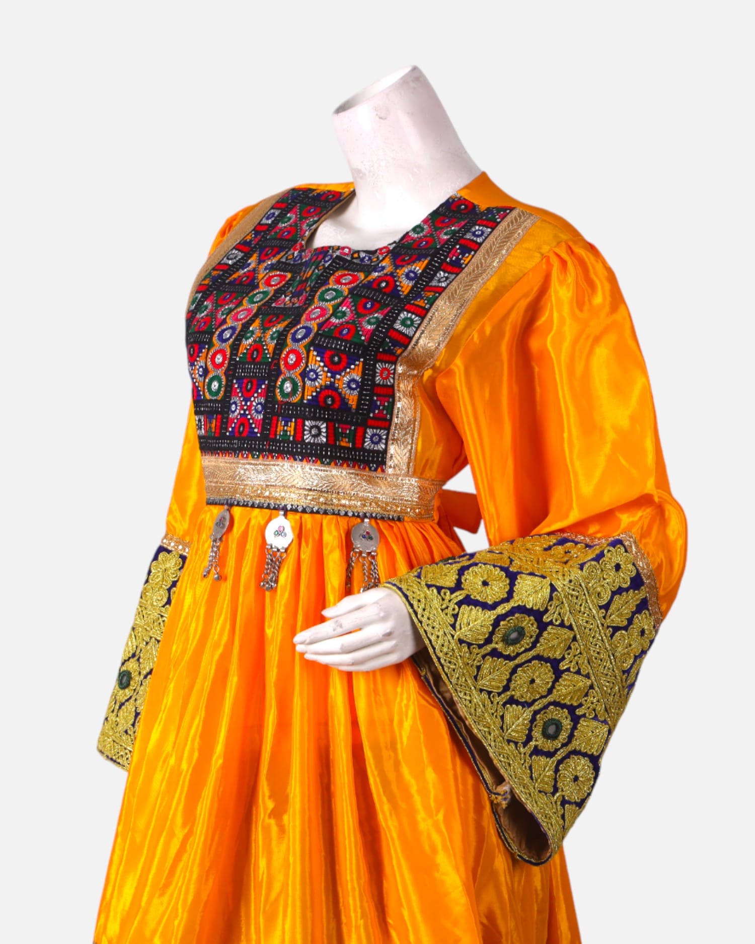 Women’s Afghan Cultural Dress, Handwoven Gold Glitter, Perfect for Weddings