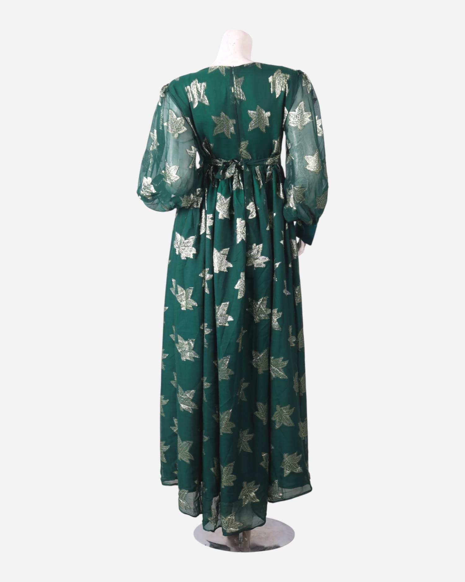 Green Afghan Mahfili Dress – Handmade White Embroidery, Cultural & Festive Wear