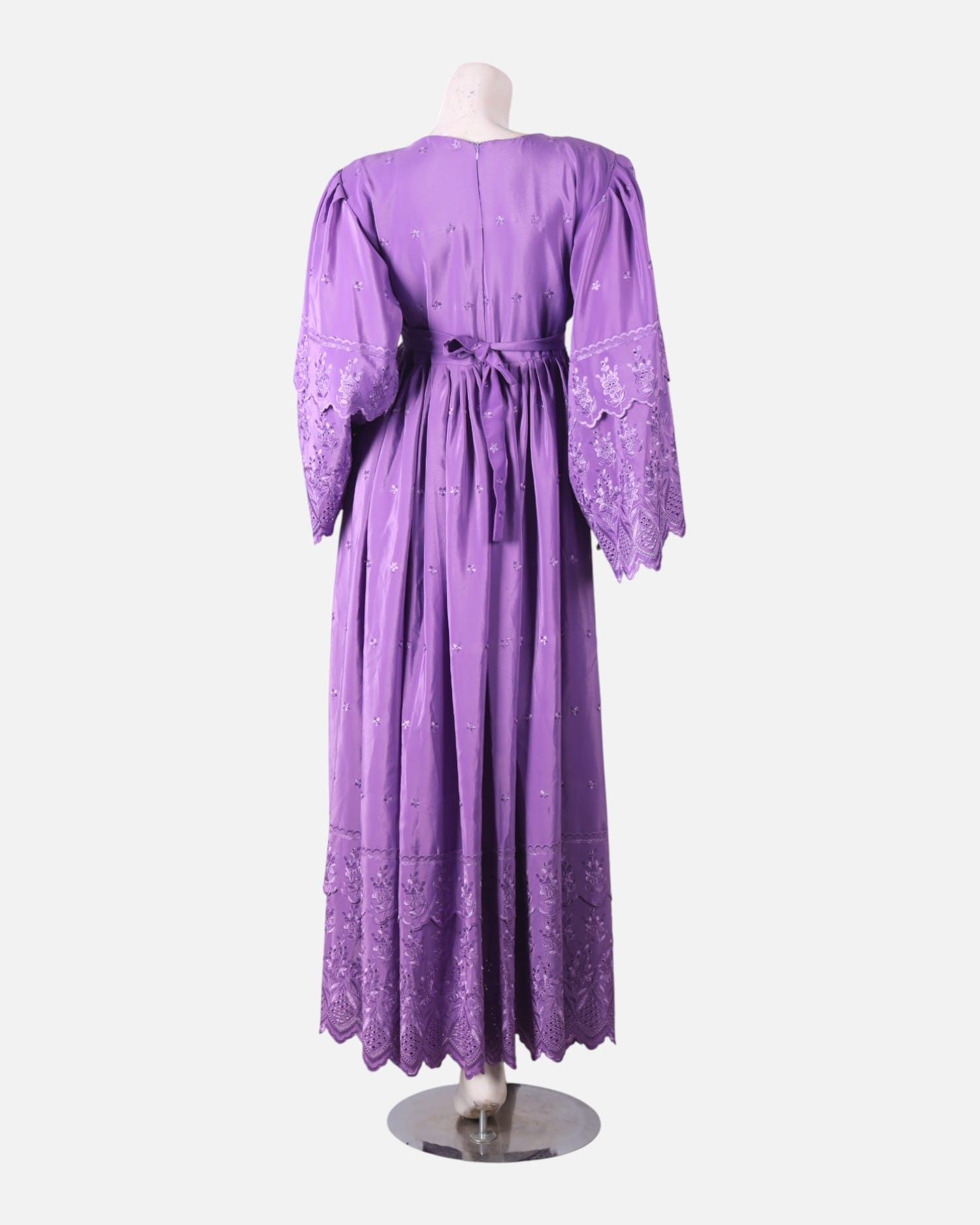 Elegant Purple Afghan Dress | Traditional Handmade Embroidered Outfit with white Details
