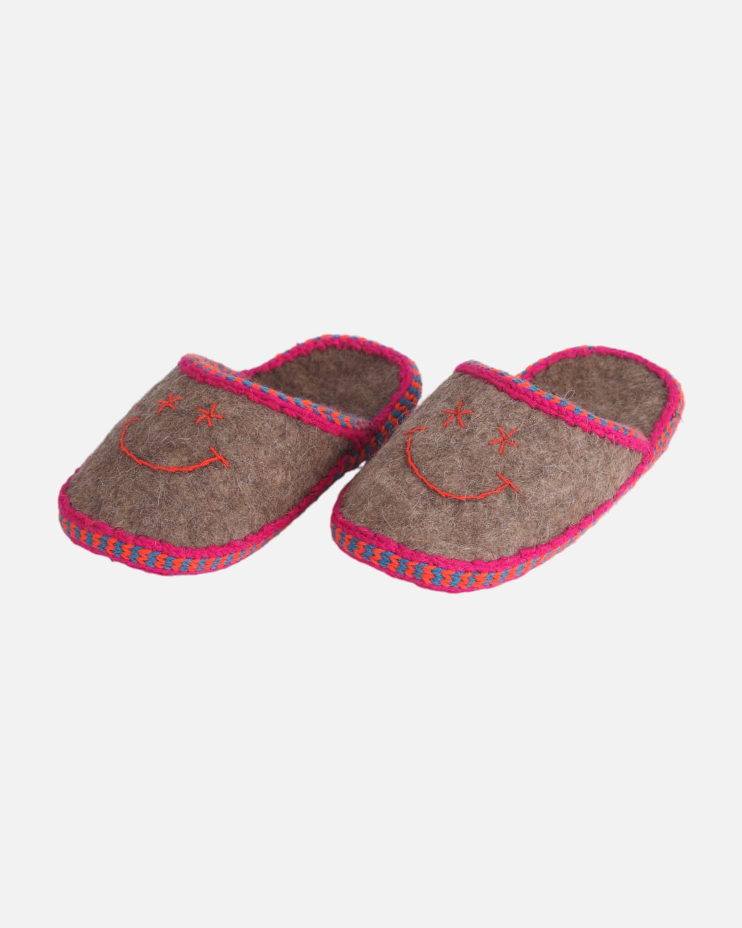 Woolen House Slippers with Vibrant Smiley Design