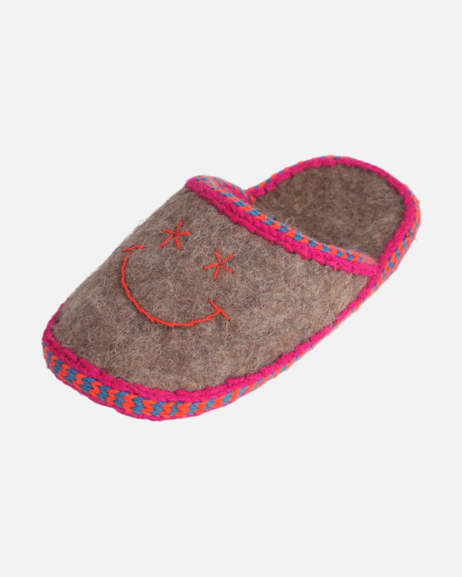 Woolen House Slippers with Vibrant Smiley Design