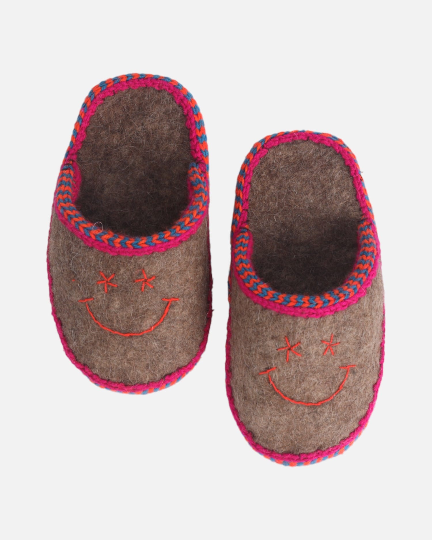 Woolen House Slippers with Vibrant Smiley Design