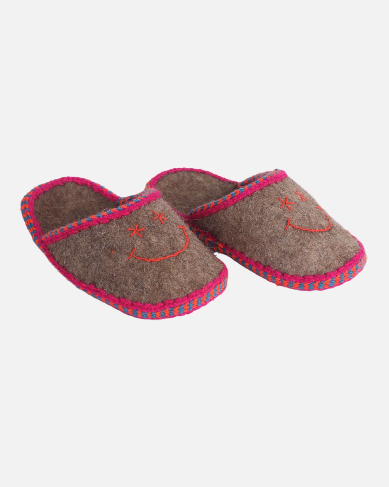 Woolen House Slippers with Vibrant Smiley Design