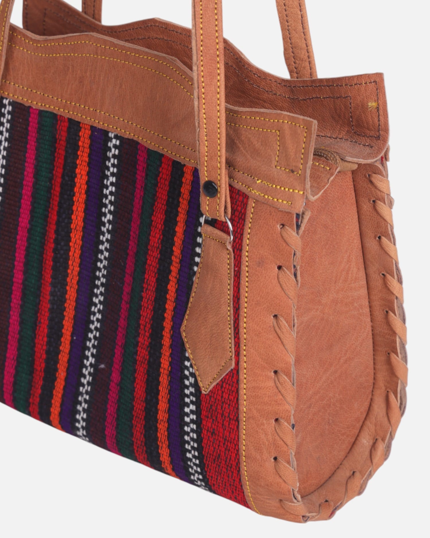 Colorful Afghan Leather Tote Bag