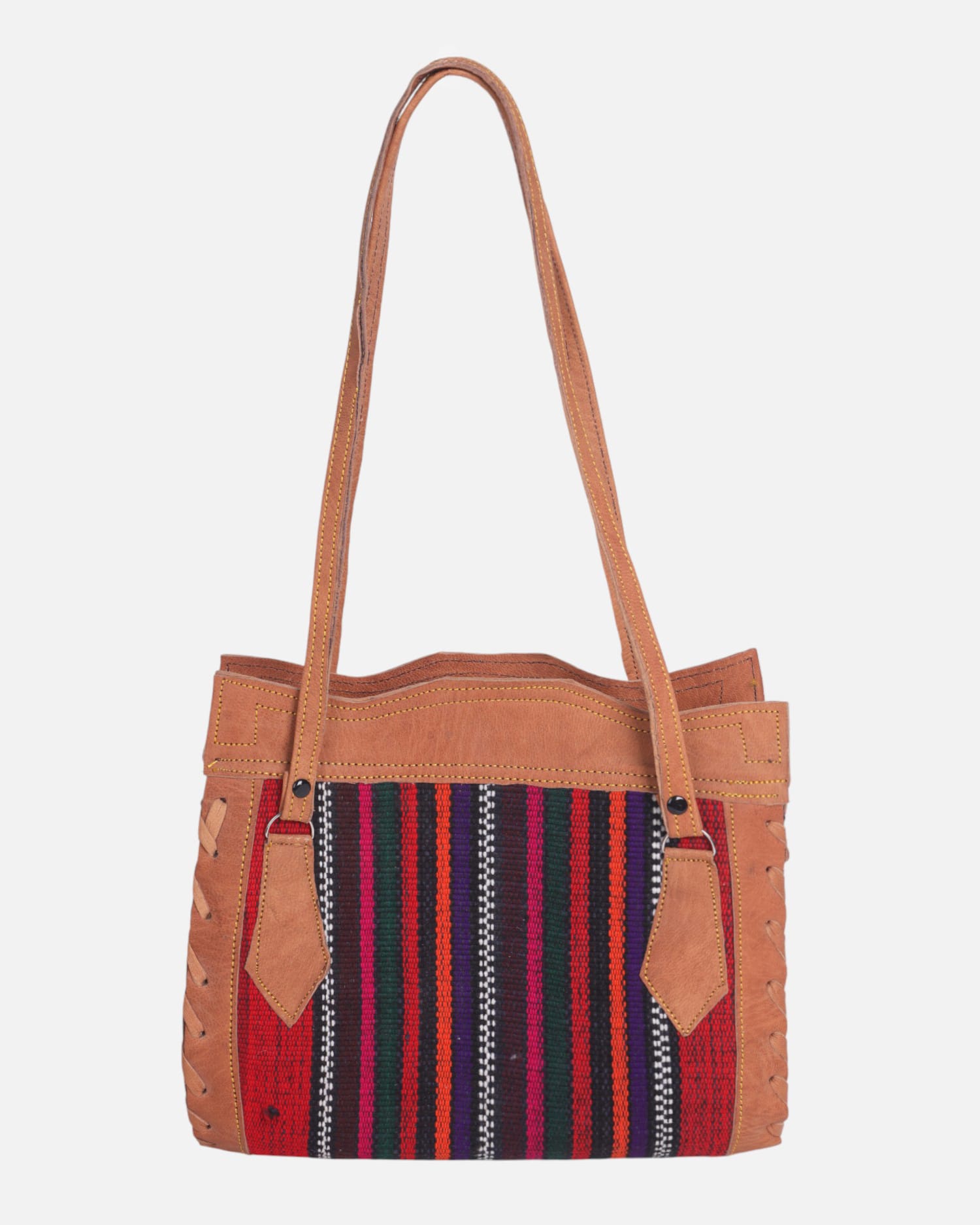 Colorful Afghan Leather Tote Bag