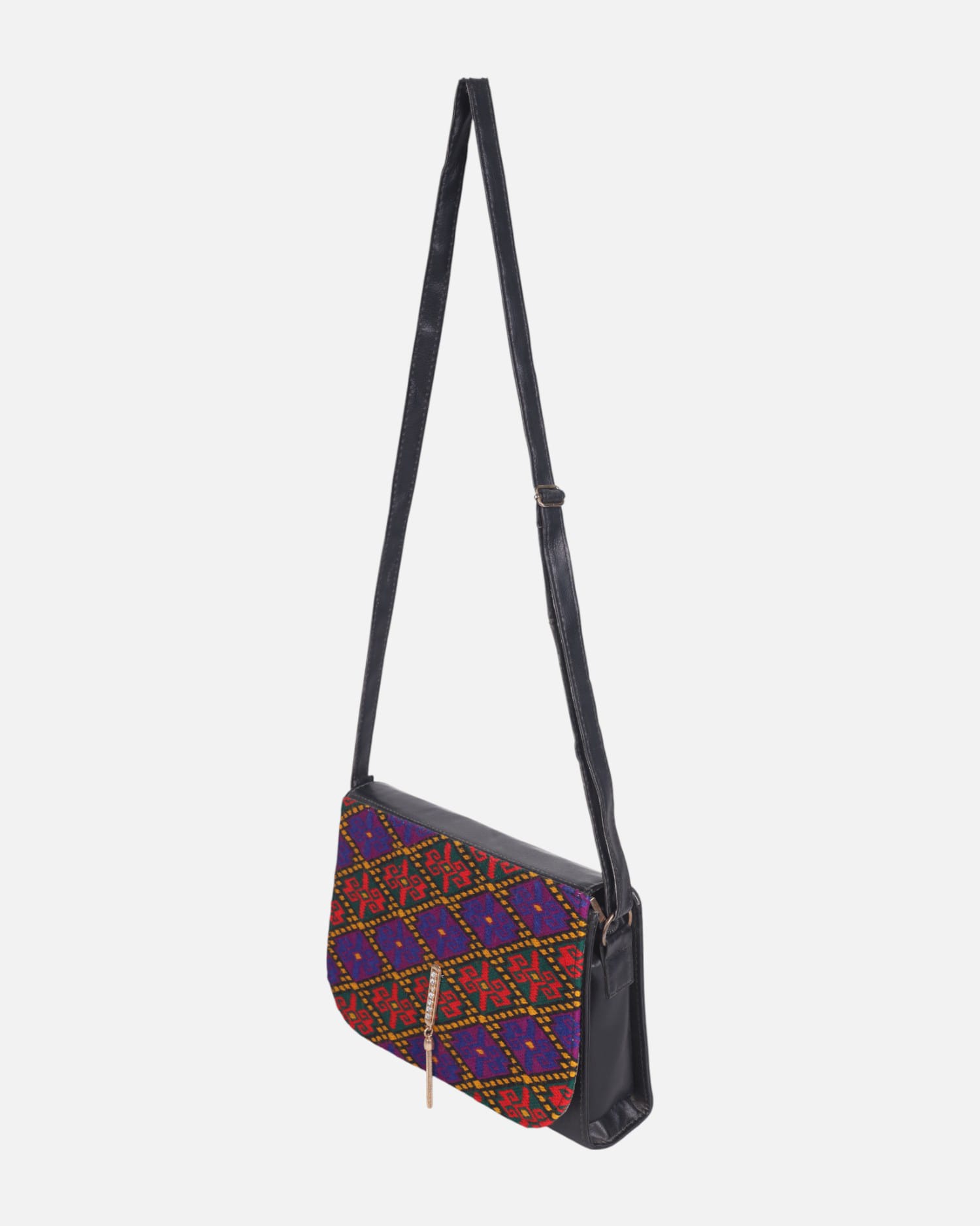 Leather Bag with Graph Embroidery