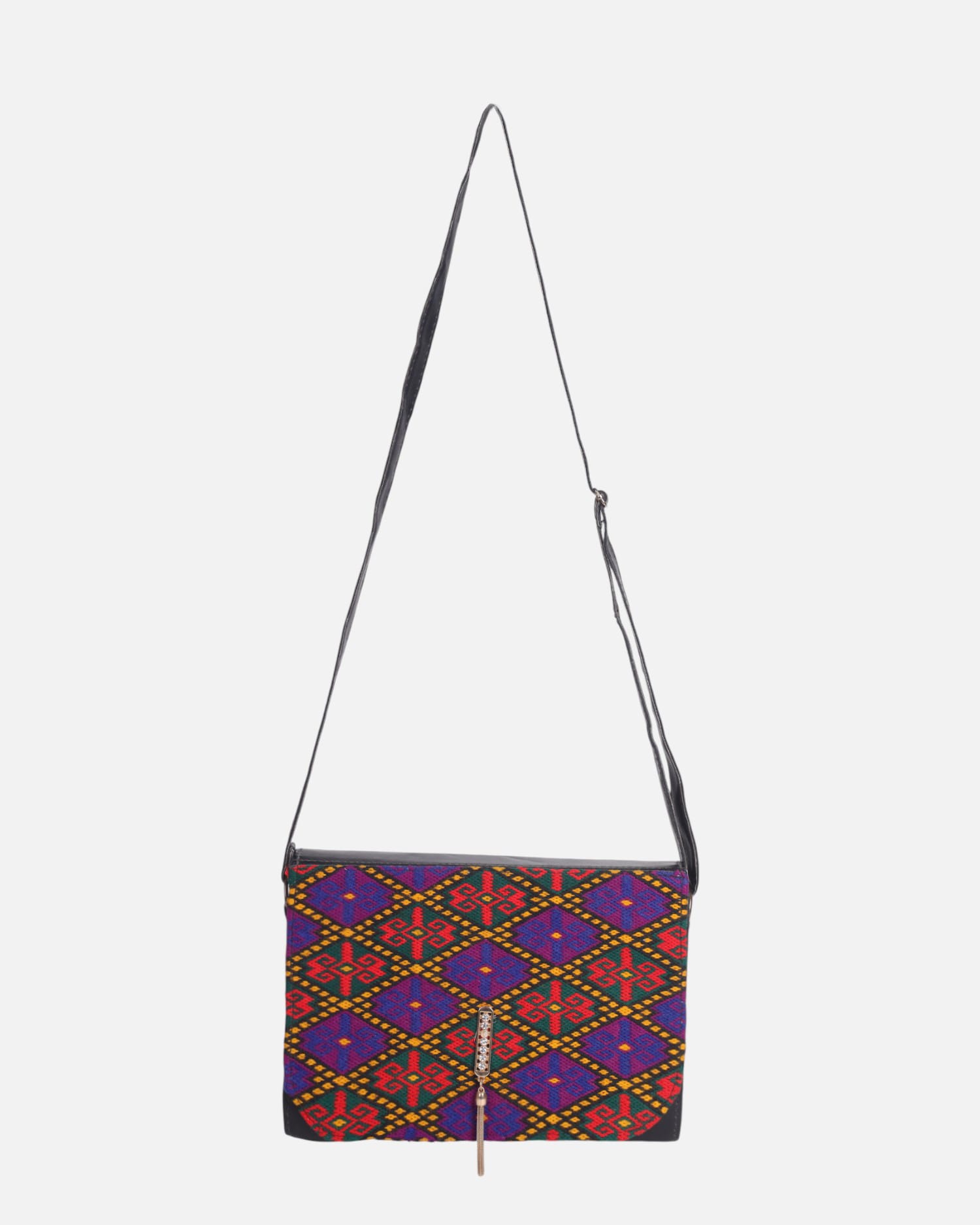 Leather Bag with Graph Embroidery