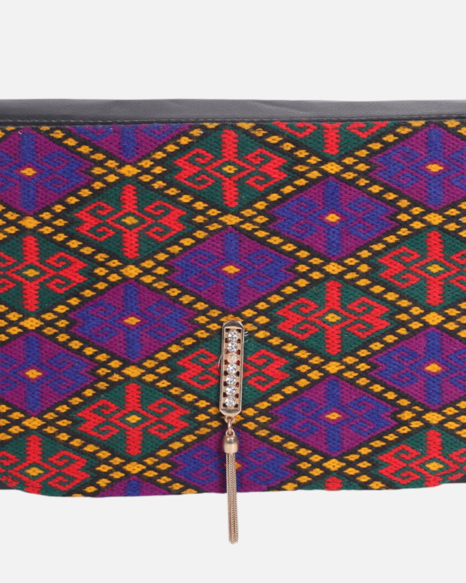Leather Bag with Graph Embroidery