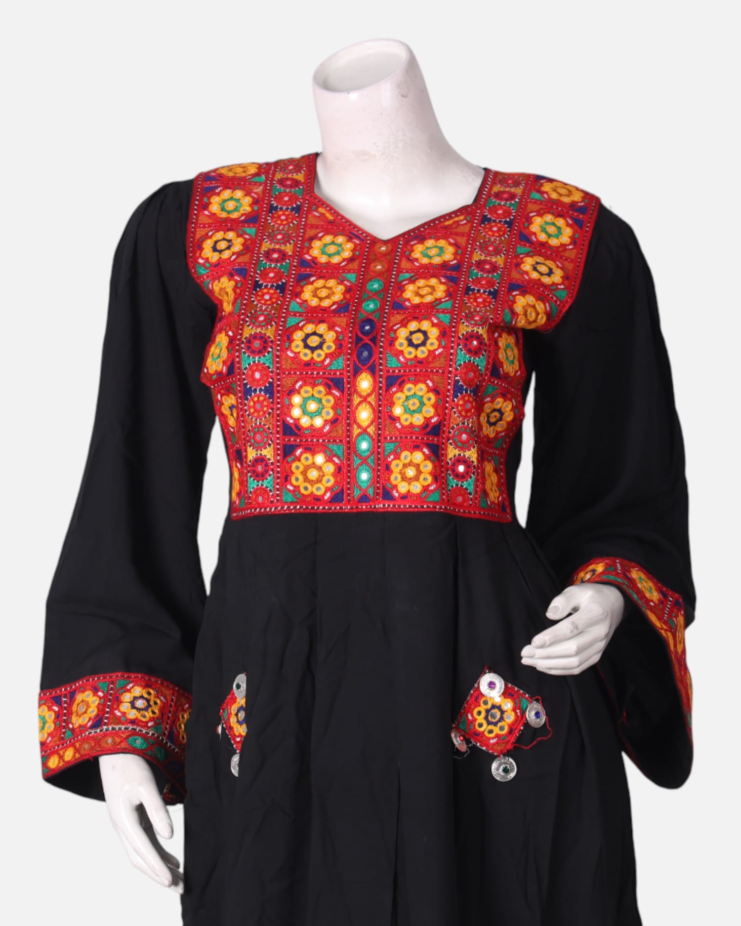 Black Afghan Dress with Traditional Embroidery