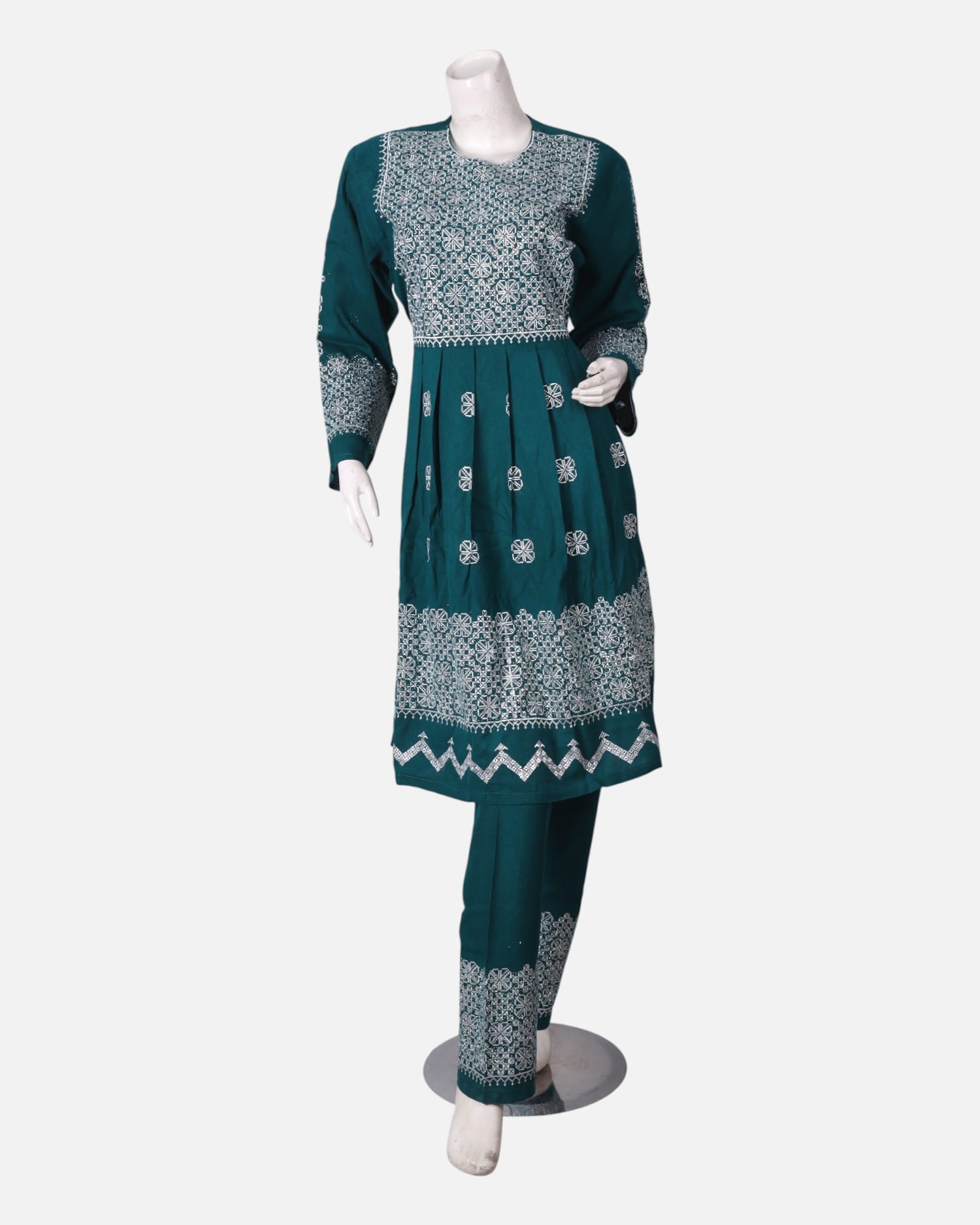 Teal Afghan Embroidered Dress