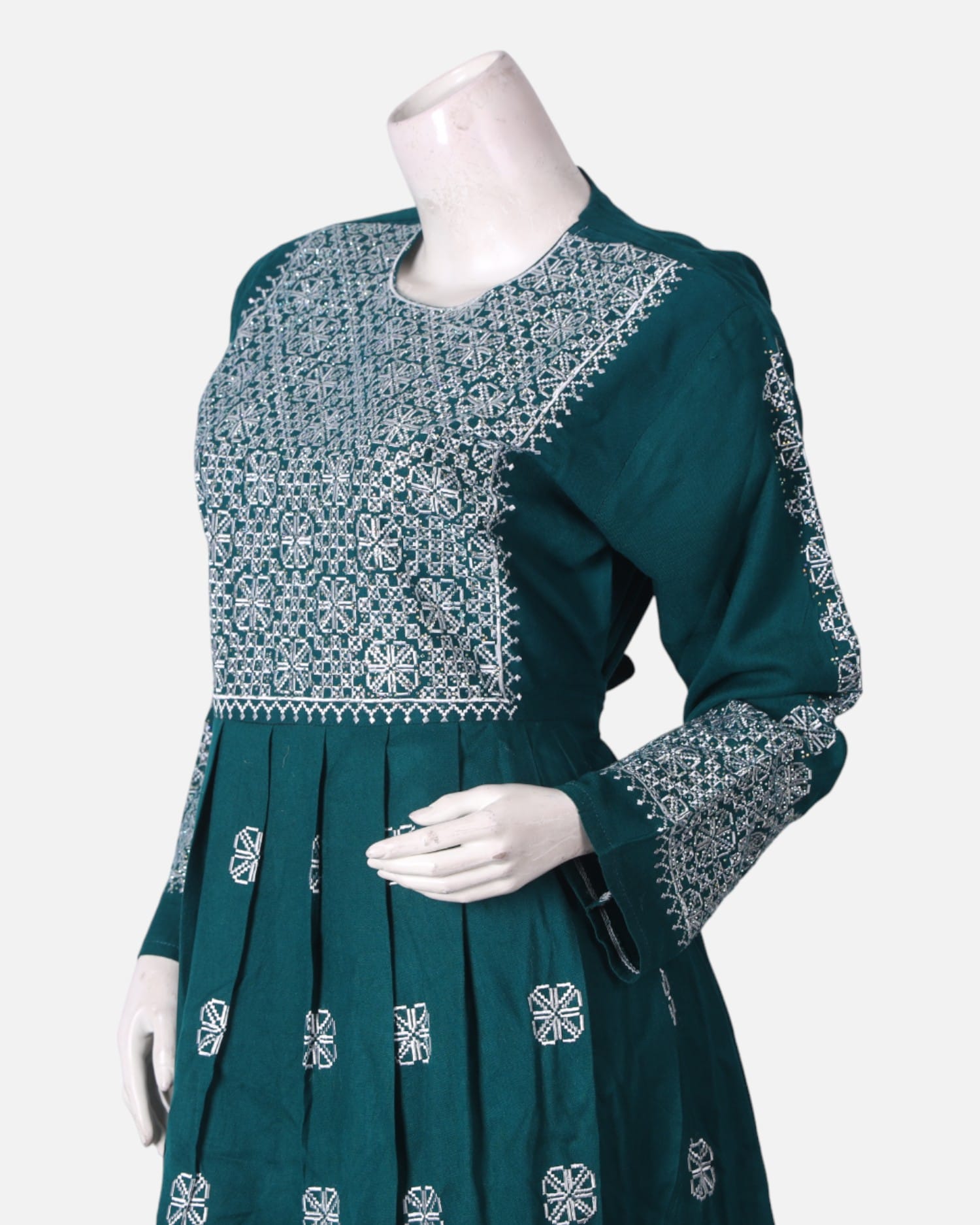 Teal Afghan Embroidered Dress