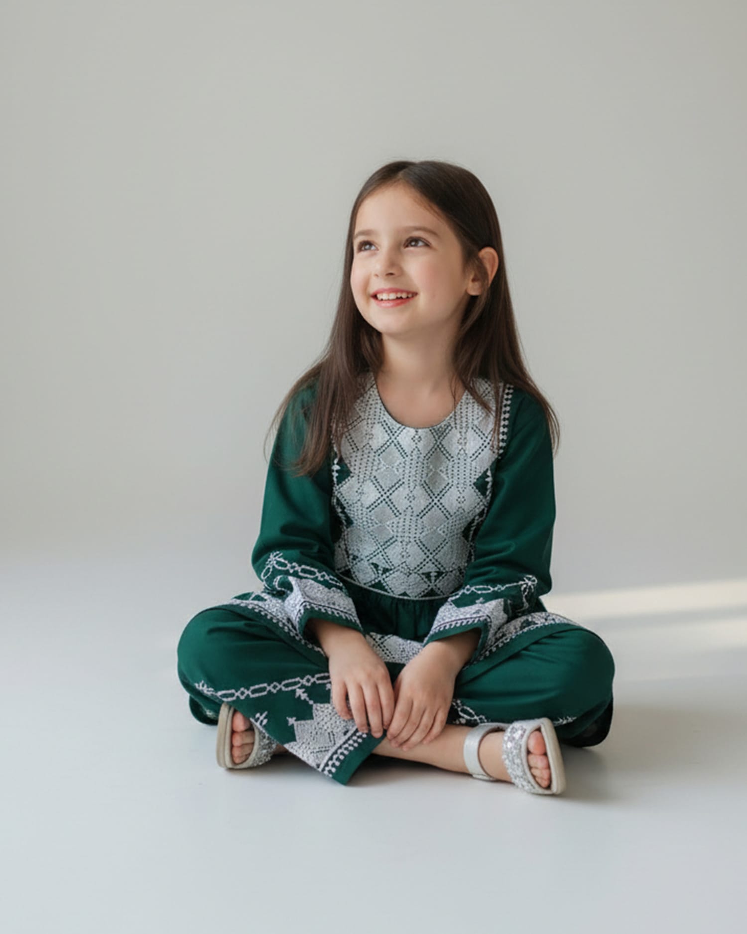 Green Hazaragi Embroidered Children’s Dress