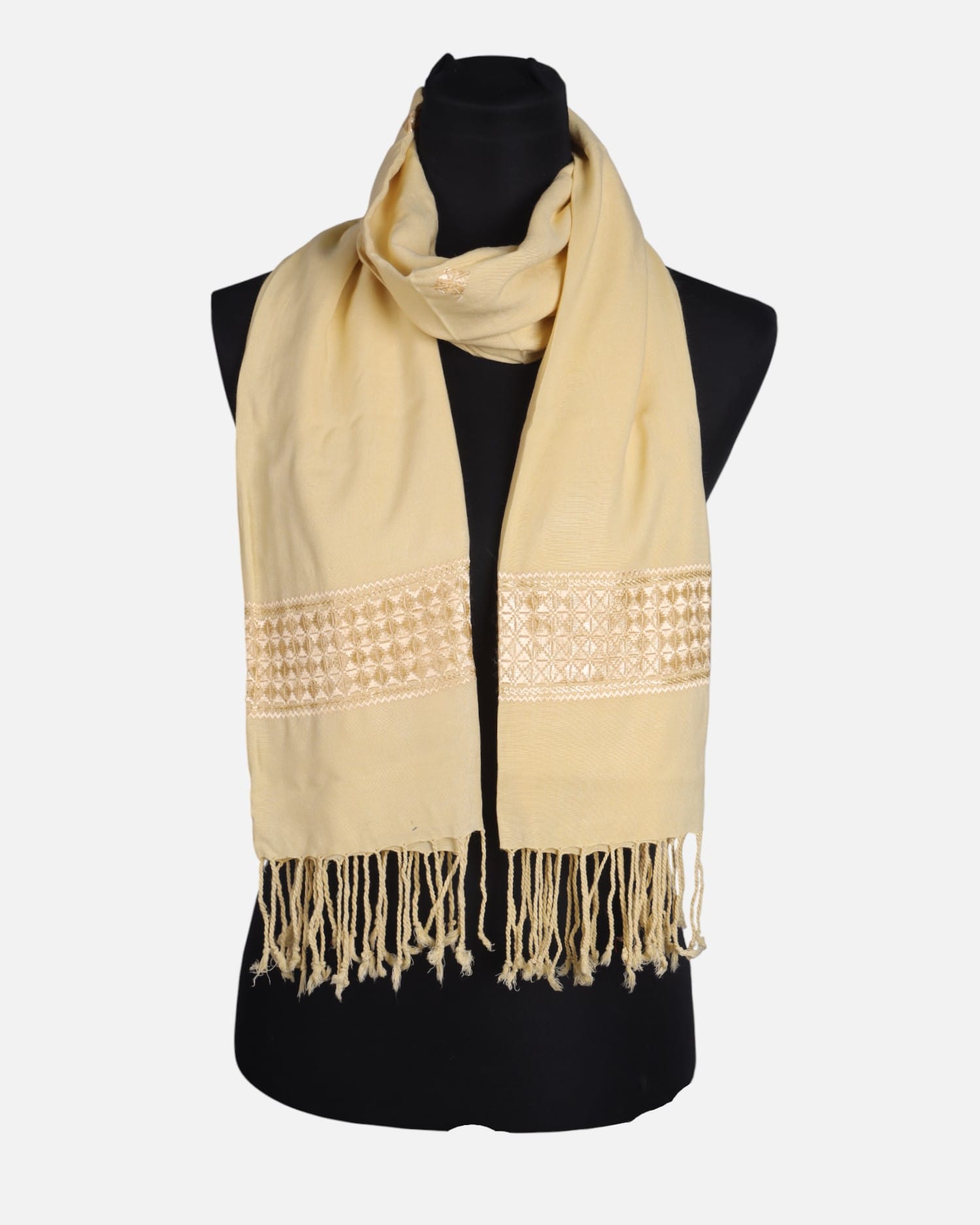 Soft Cream Afghan Scarf