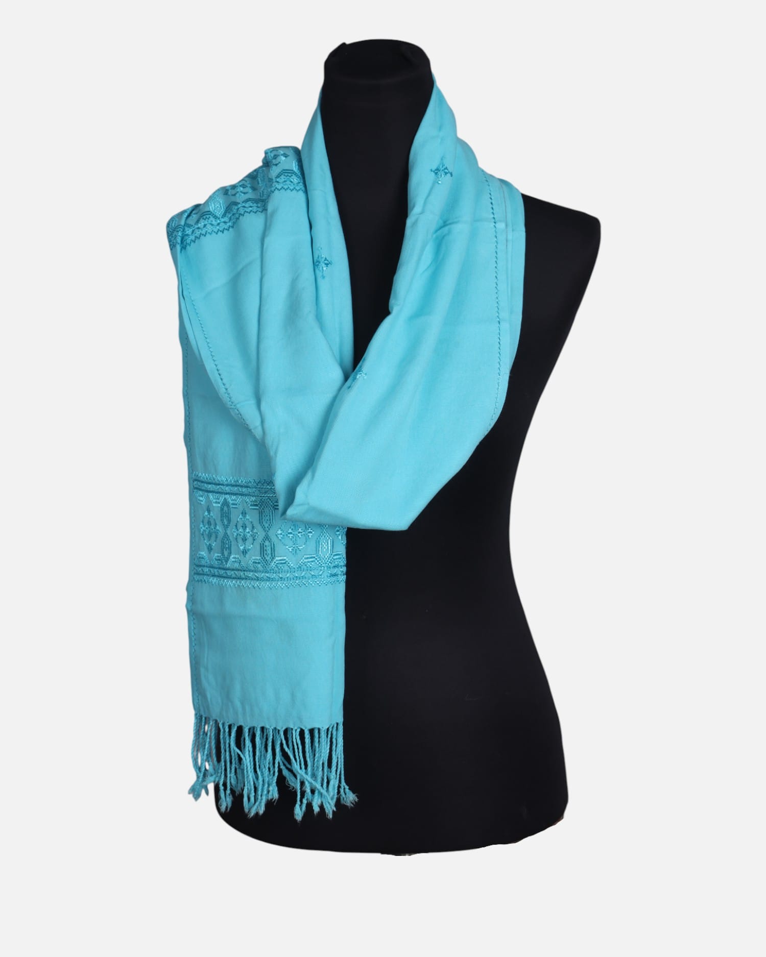 Sky Blue Afghan Cotton Scarf
