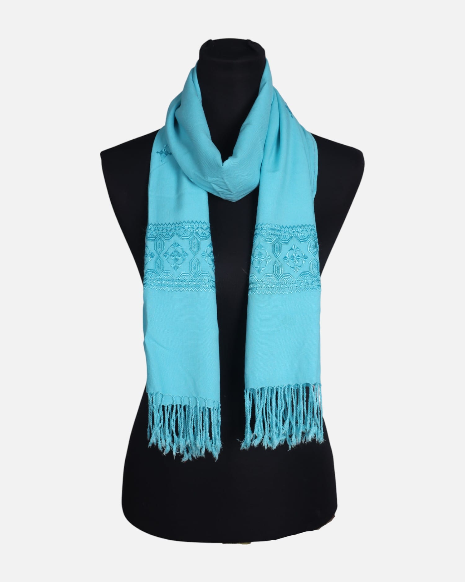 Sky Blue Afghan Cotton Scarf