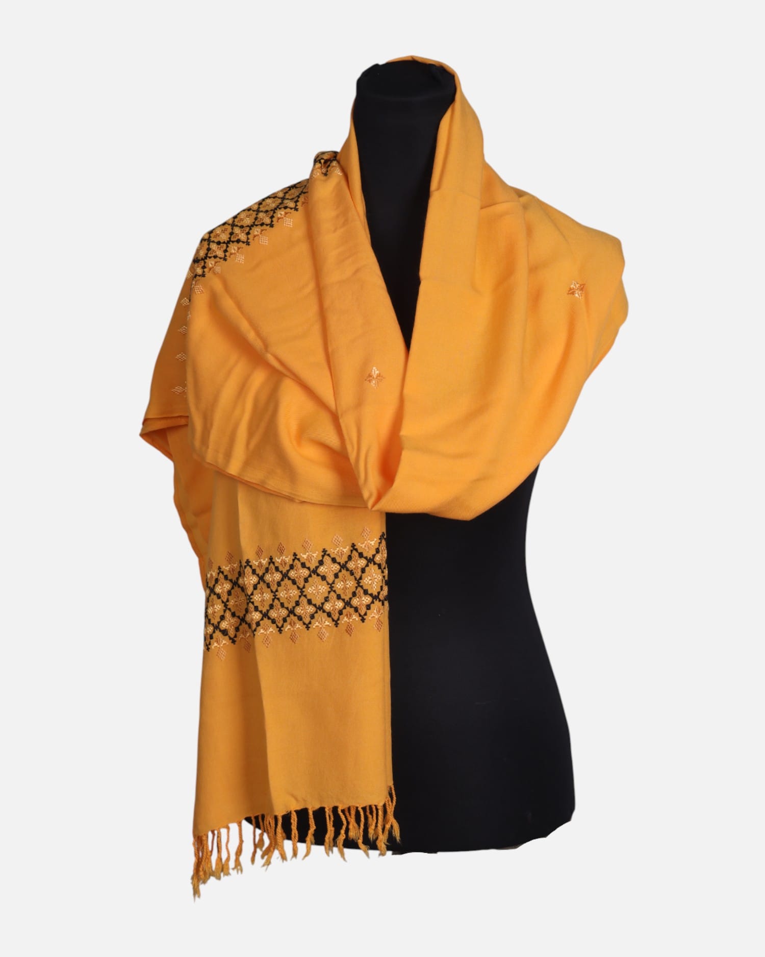 Mustard Orange Afghan Cotton Scarf