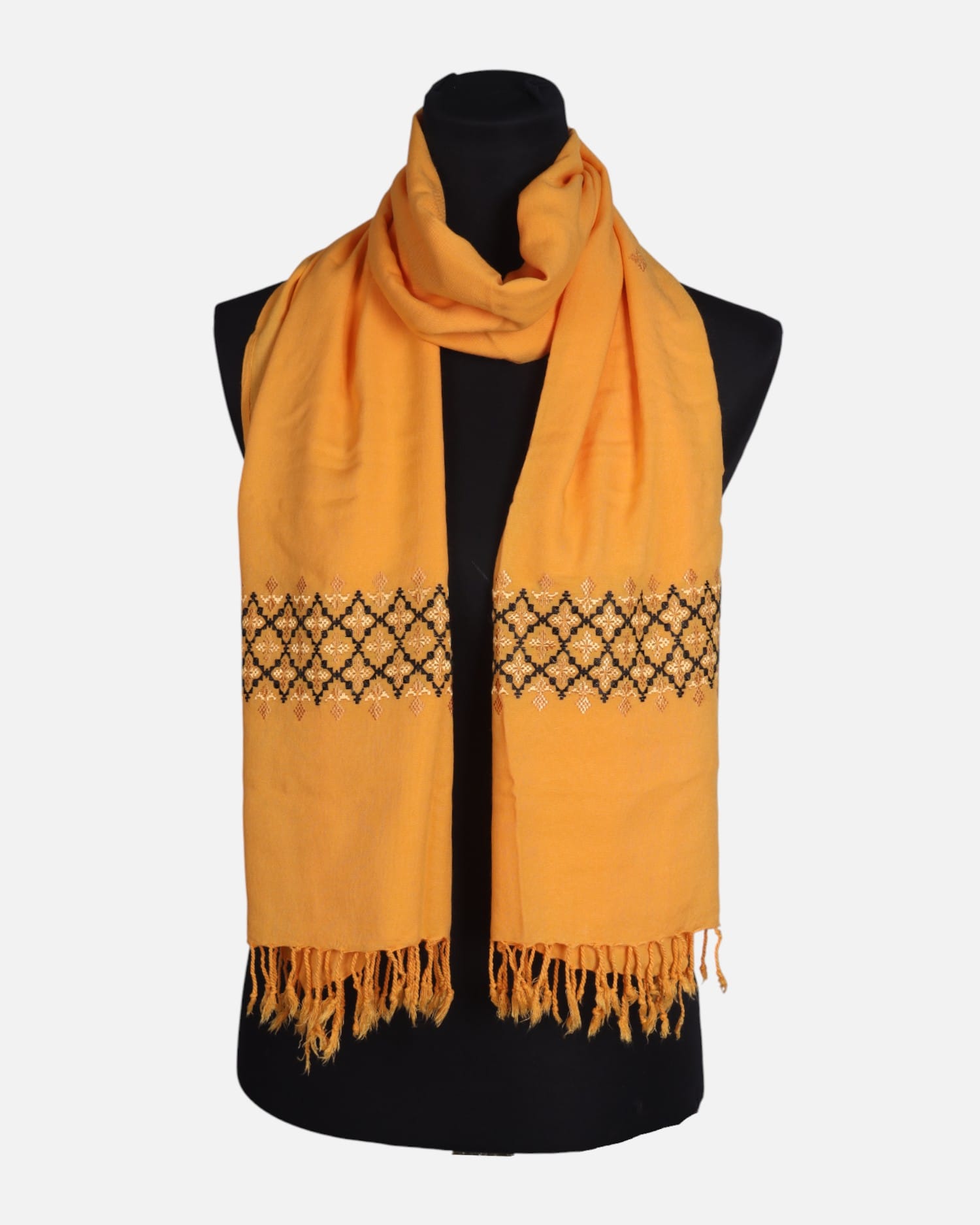 Mustard Orange Afghan Cotton Scarf