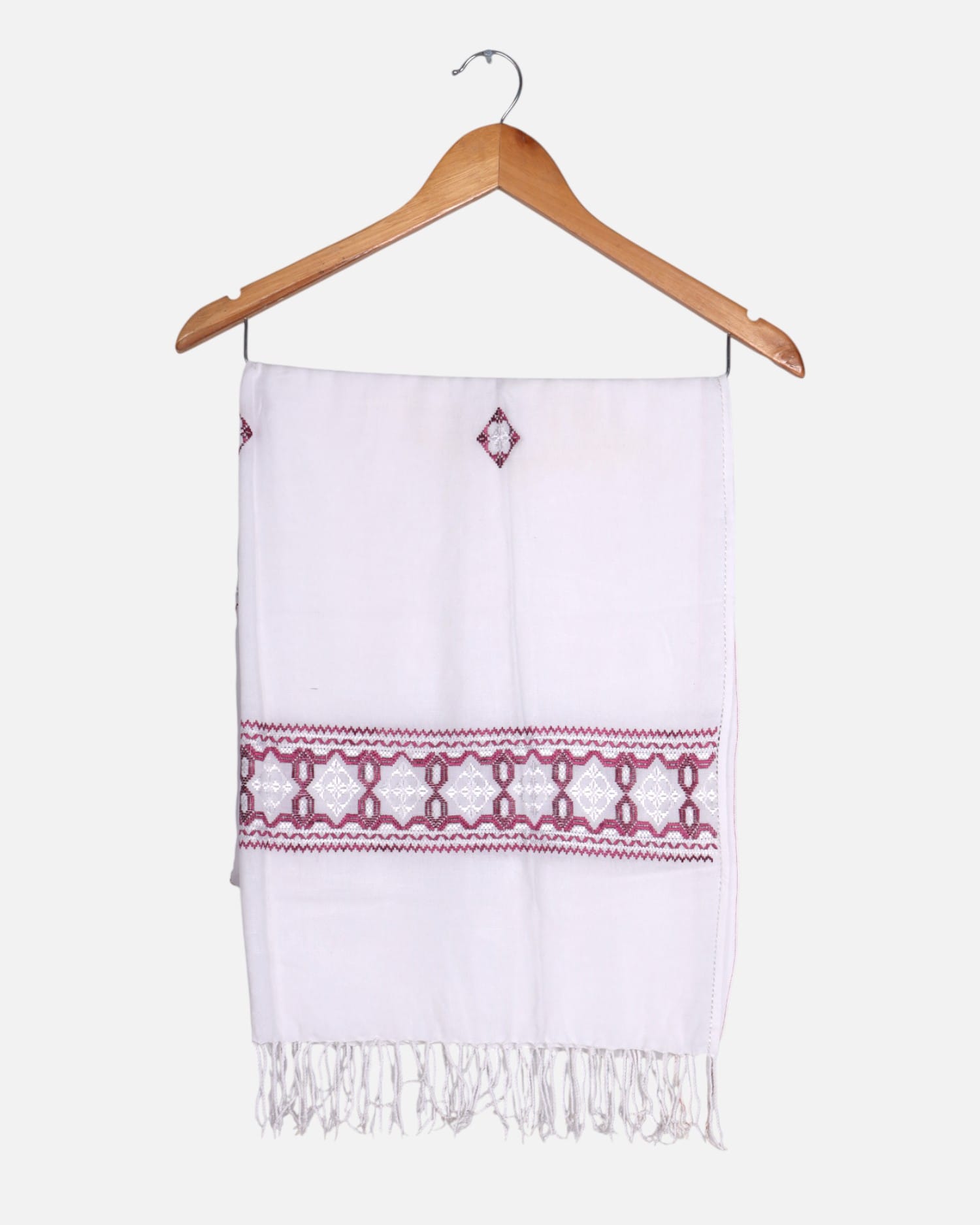 White Afghan Khamak Scarf Handmade
