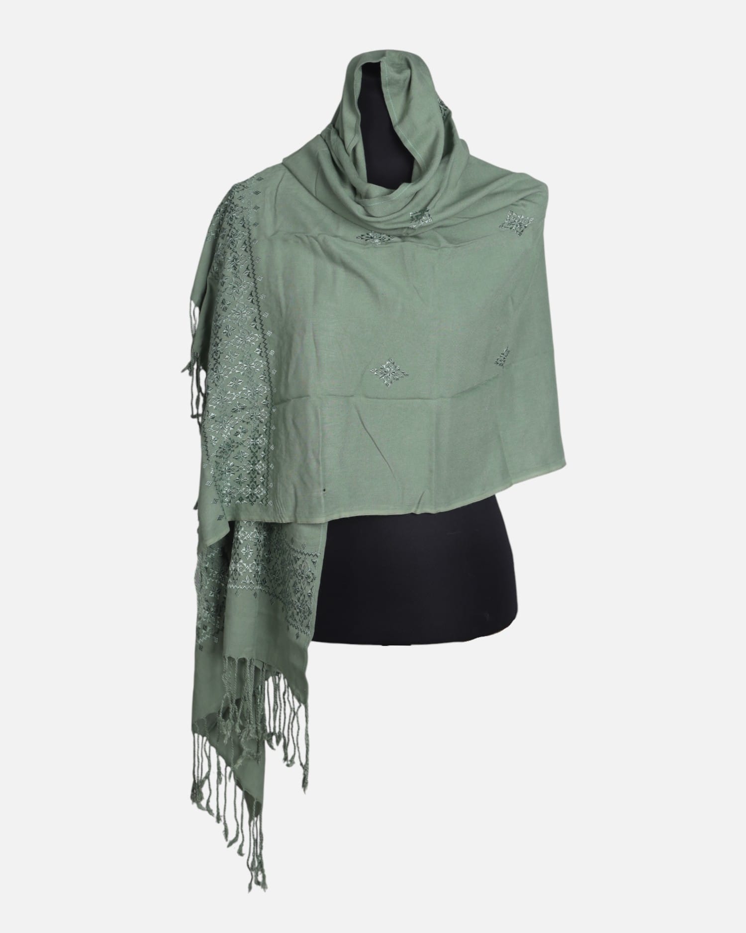 Sage Green Embroidered Women Scarf