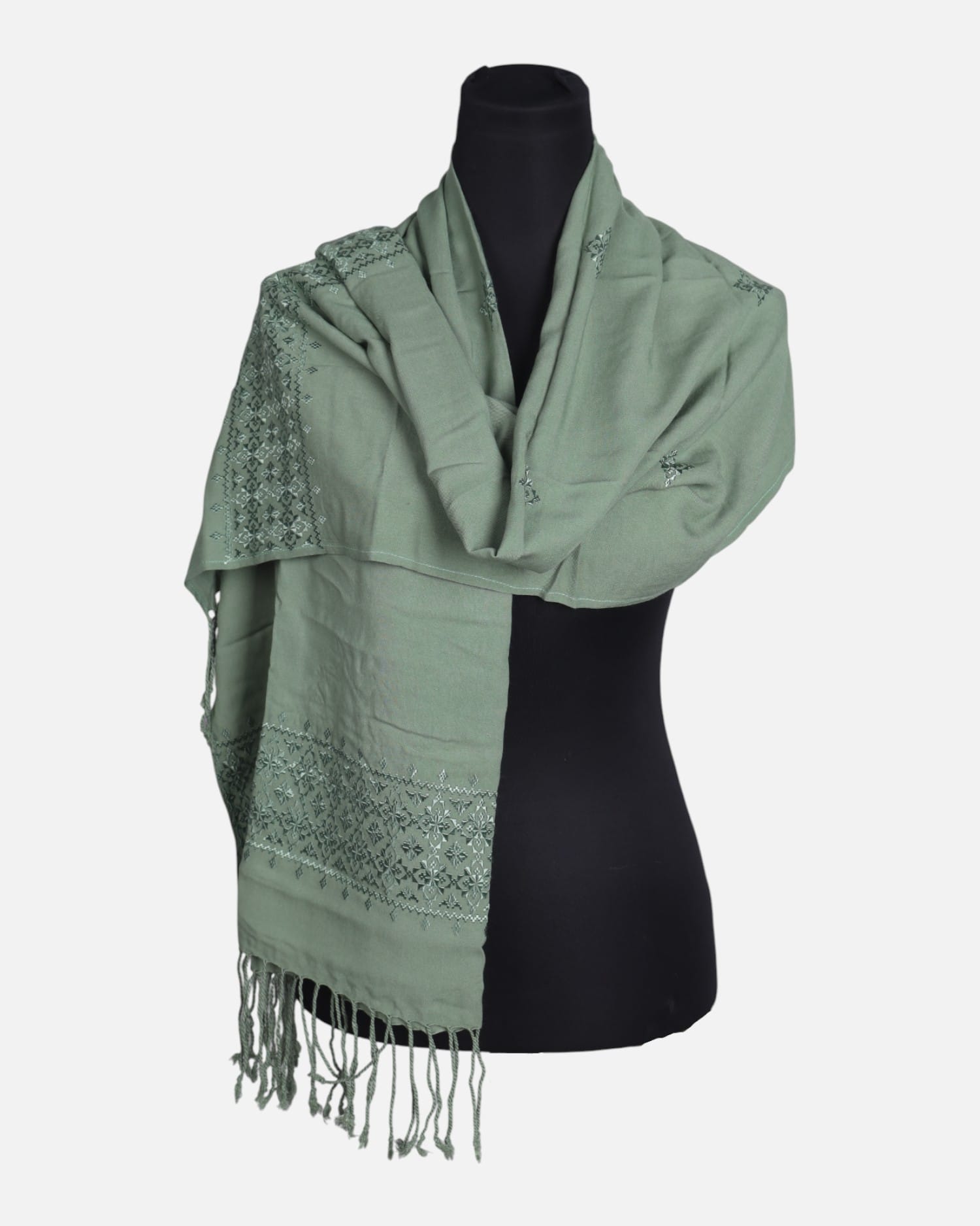 Sage Green Embroidered Women Scarf