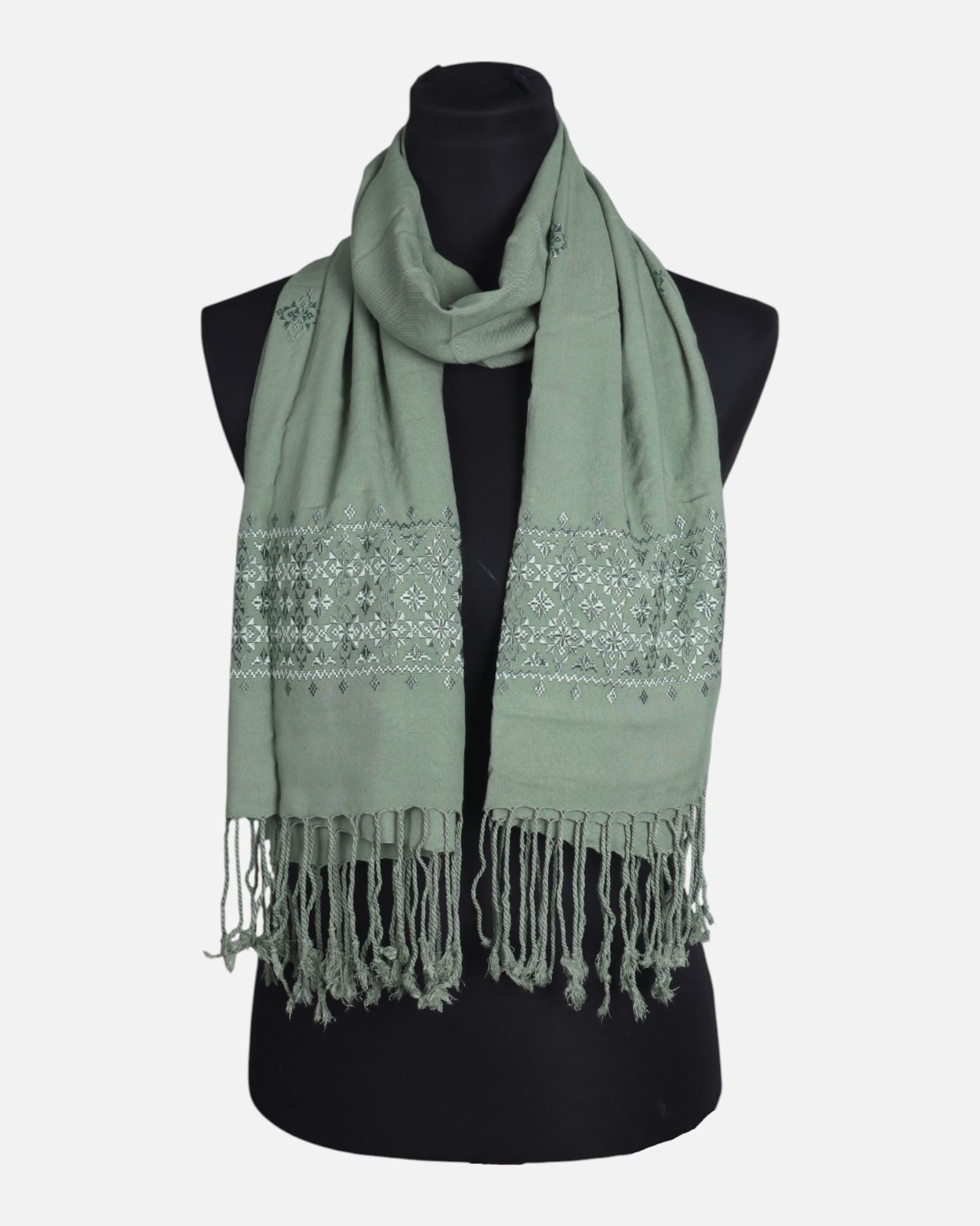 Sage Green Embroidered Women Scarf