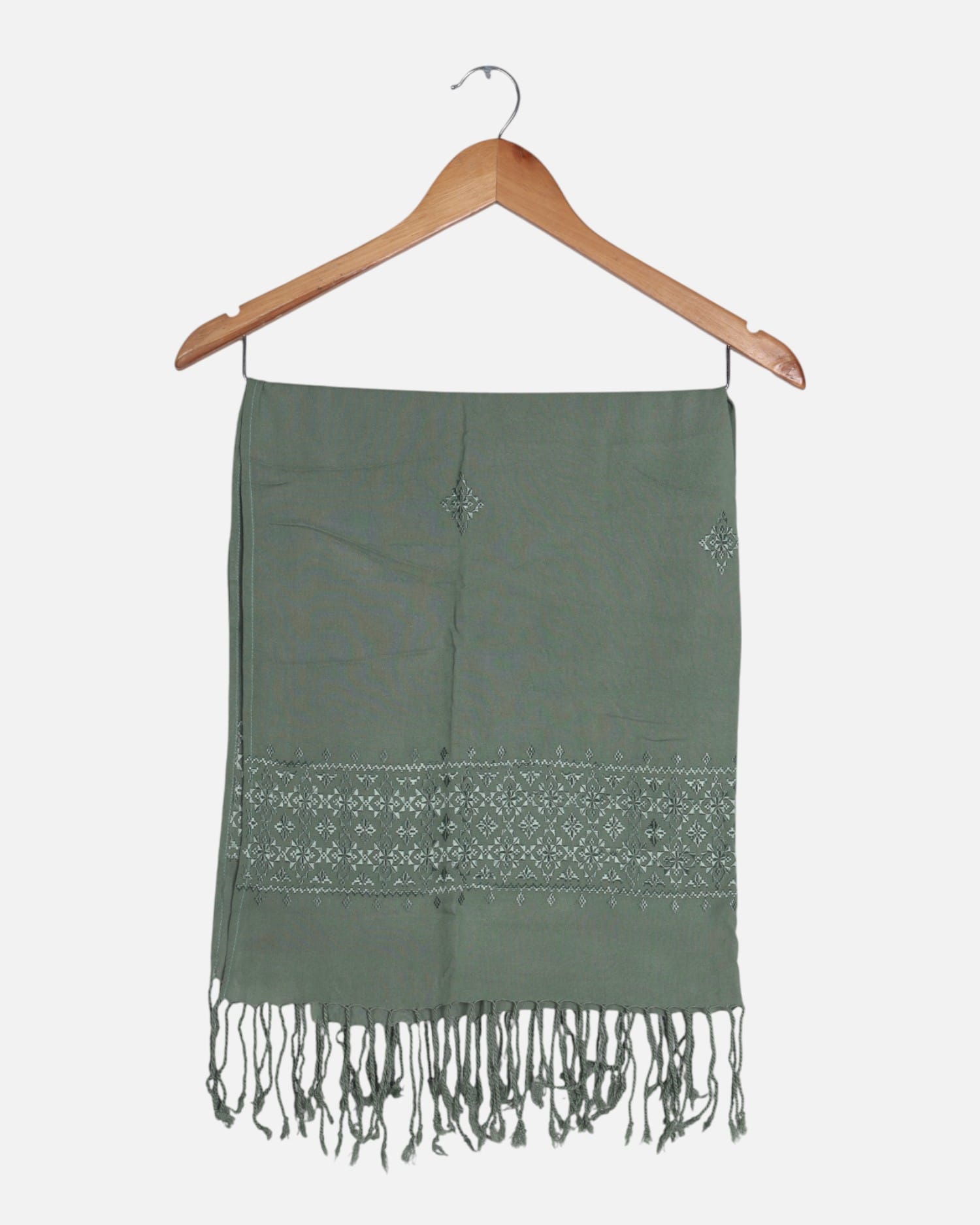 Sage Green Embroidered Women Scarf