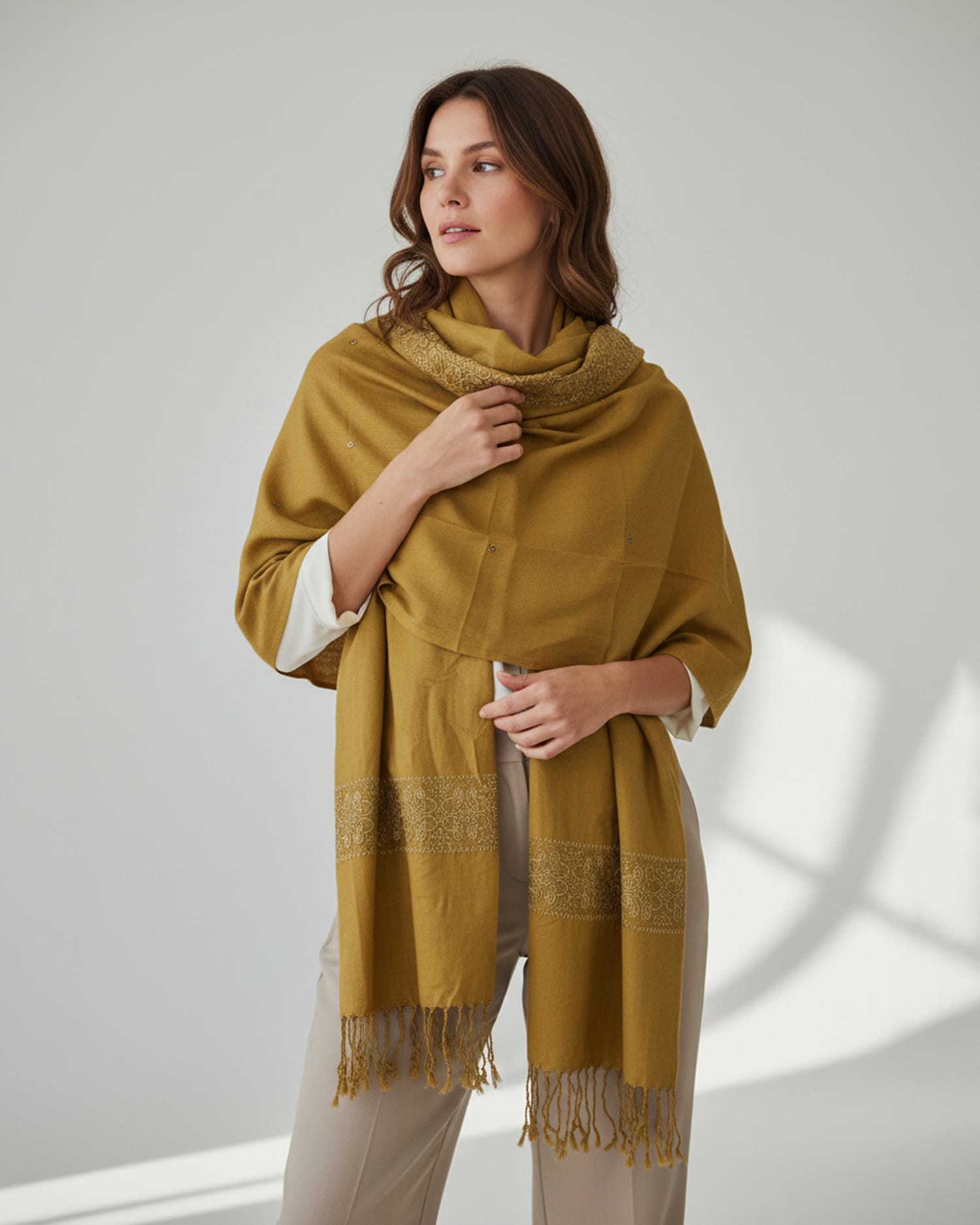 Cotton Scarf with Khamaki Embroidery