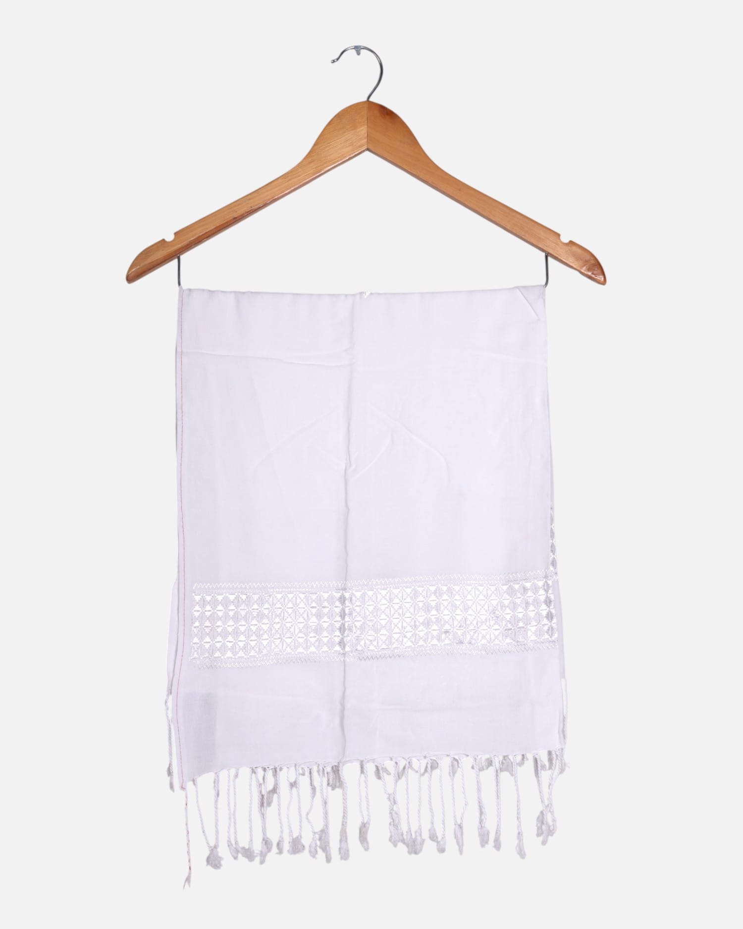 White Cotton Chador with Khamaki Embroidery