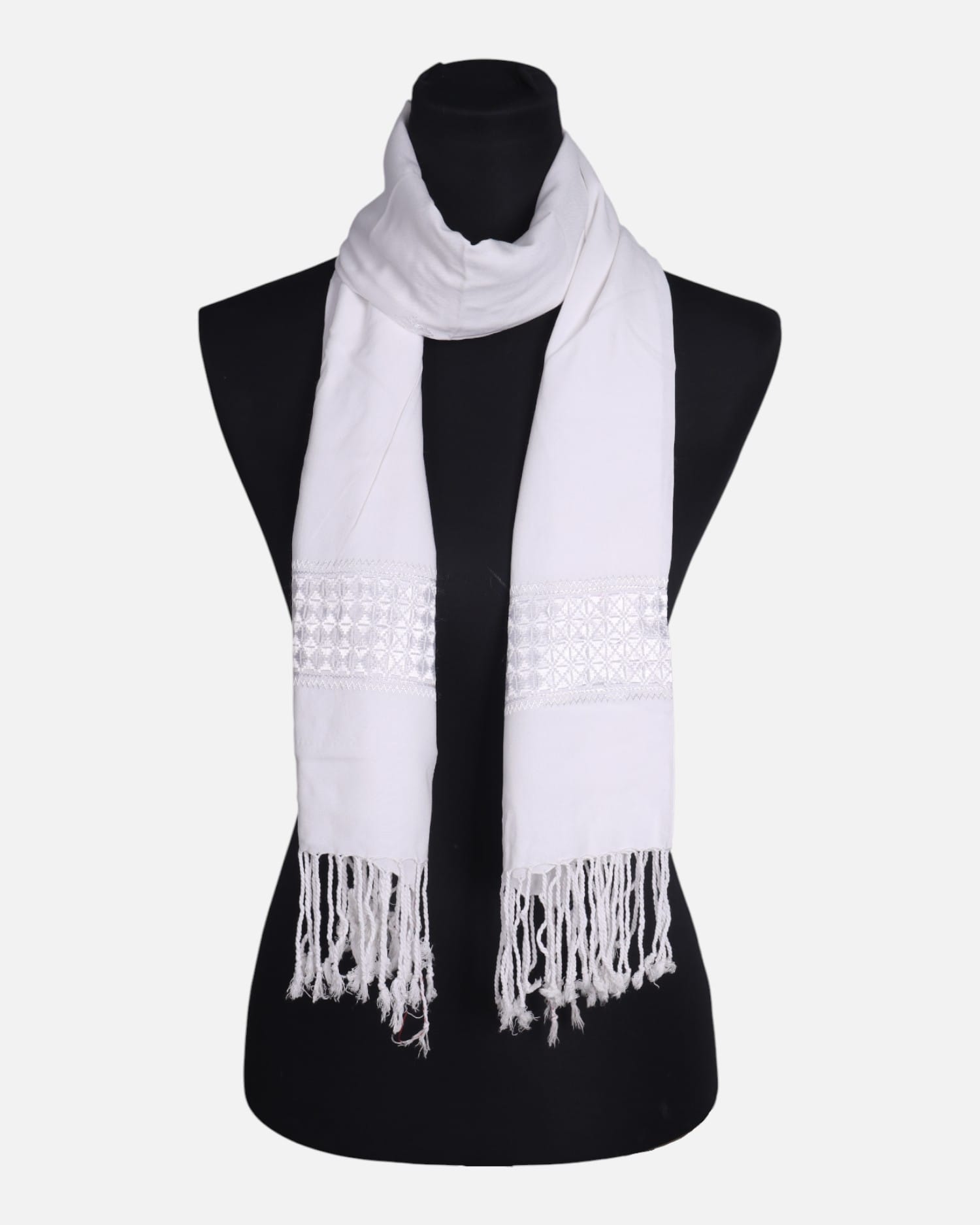 White Cotton Chador with Khamaki Embroidery