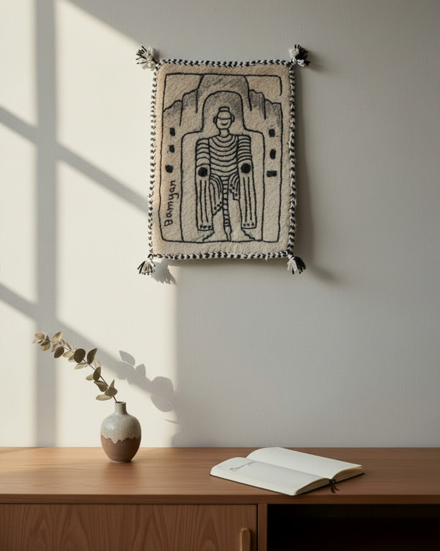 Handmade Felt Buddha Wall Art – Wool Decorative Hanging