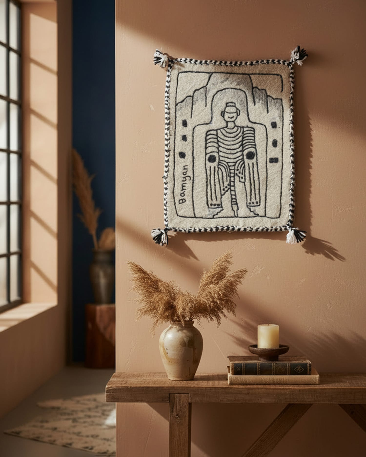 Handmade Felt Buddha Wall Art – Wool Decorative Hanging