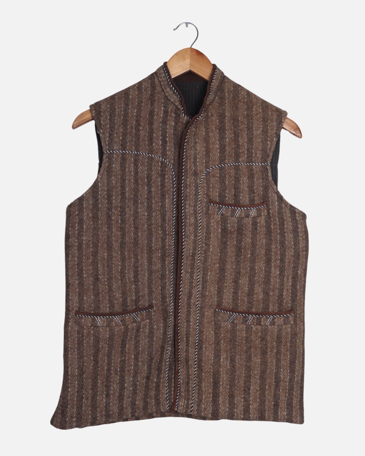 Traditional Afghan Men’s Wool Vest – Handmade Wool Grey color Waistcoat
